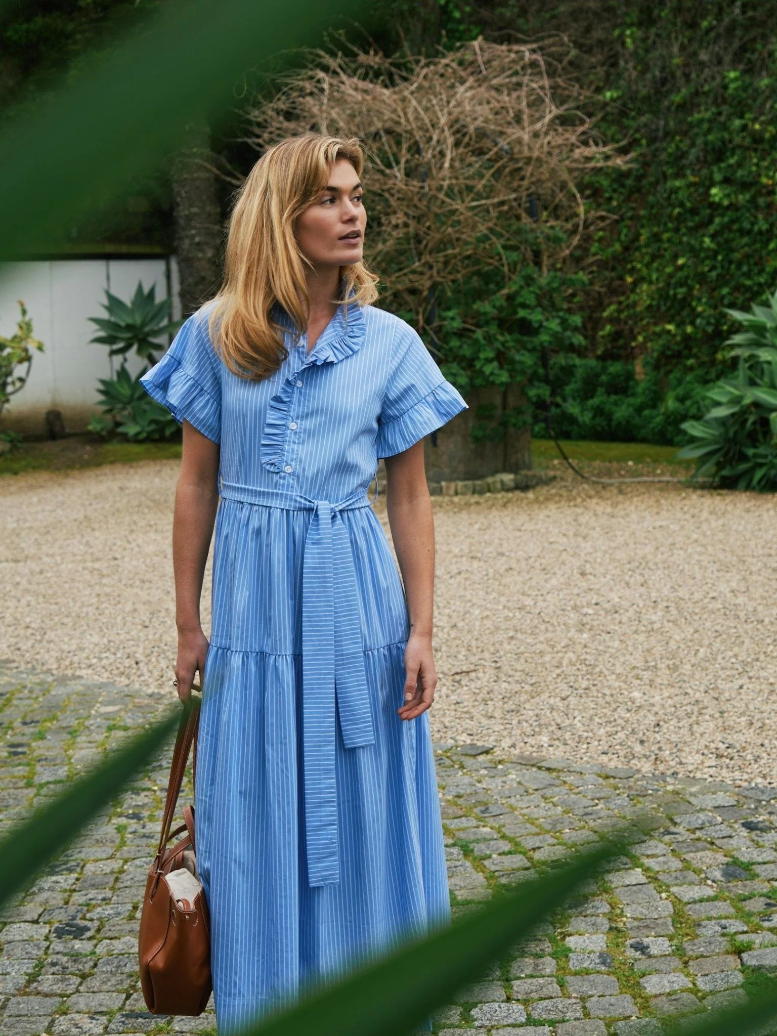Nellie Stripe Dress Light Blue
