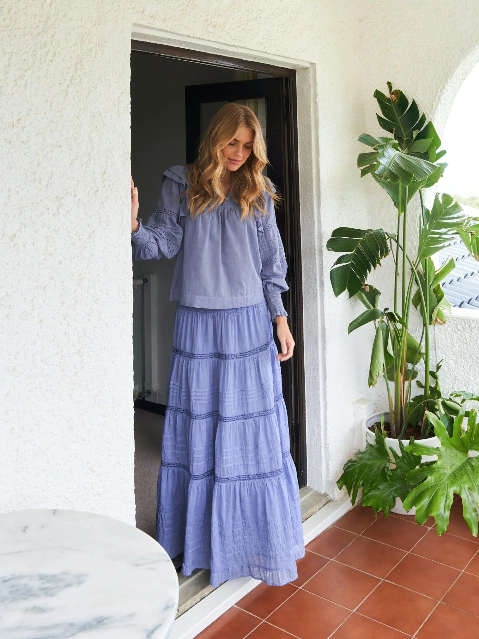 Mauri S Voile Blouse Smoke Blue