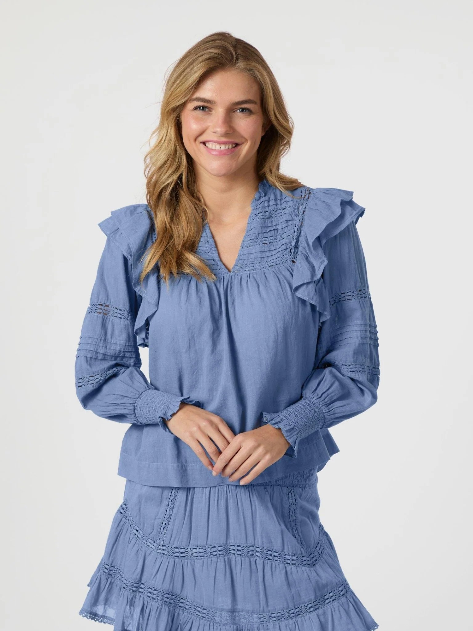 Mauri S Voile Blouse Smoke Blue - Image 3