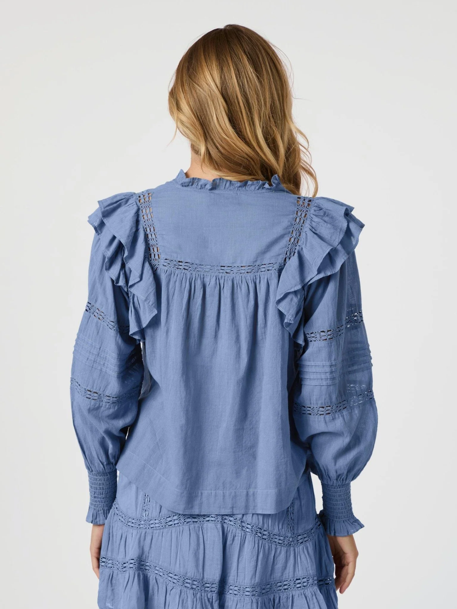 Mauri S Voile Blouse Smoke Blue - Image 6