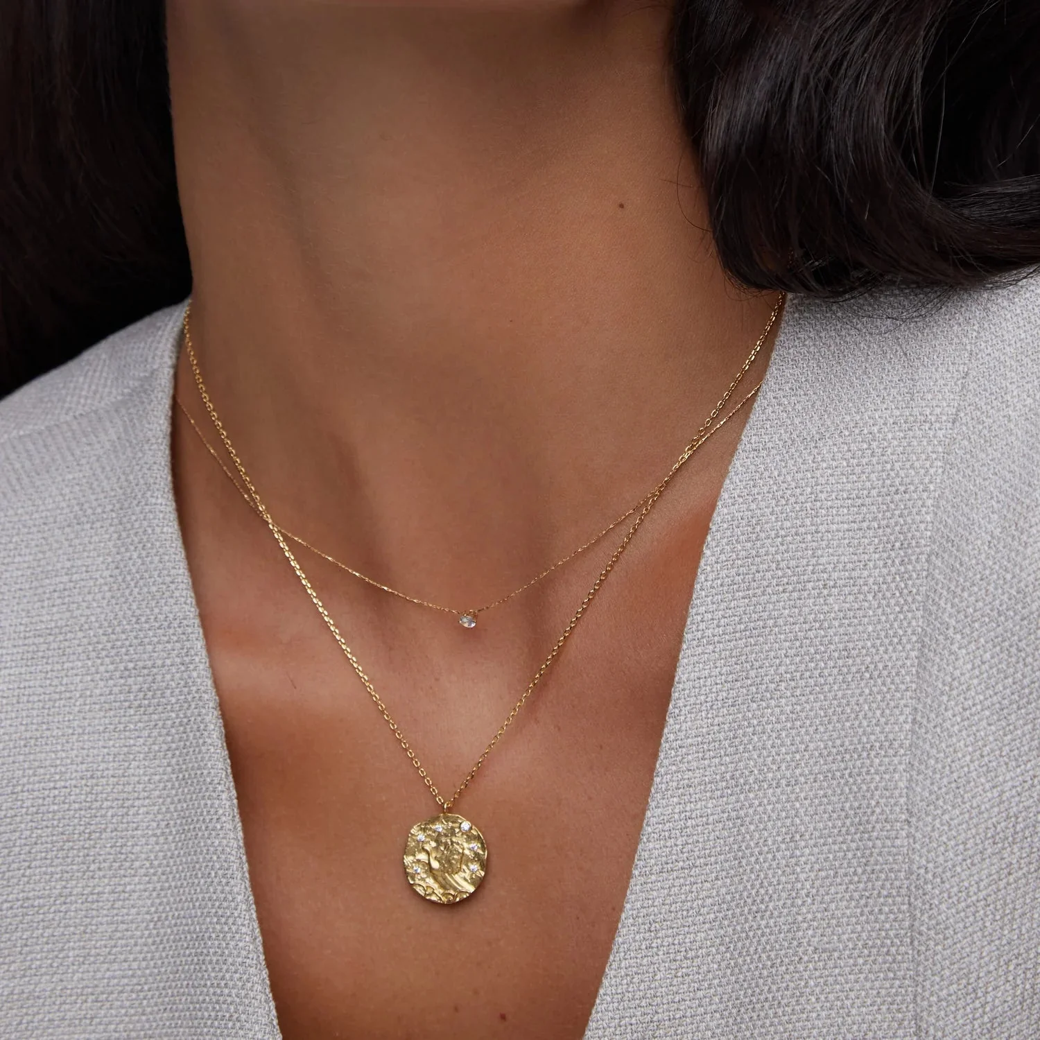 Fine Stationed Crystal Collar Necklace Pale Gold - Image 3