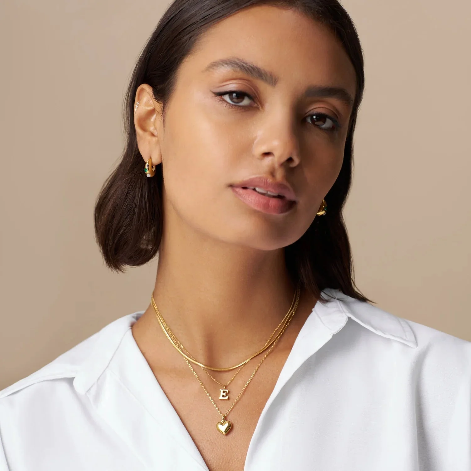 Luxe E Initial Necklace Pale Gold - Image 2