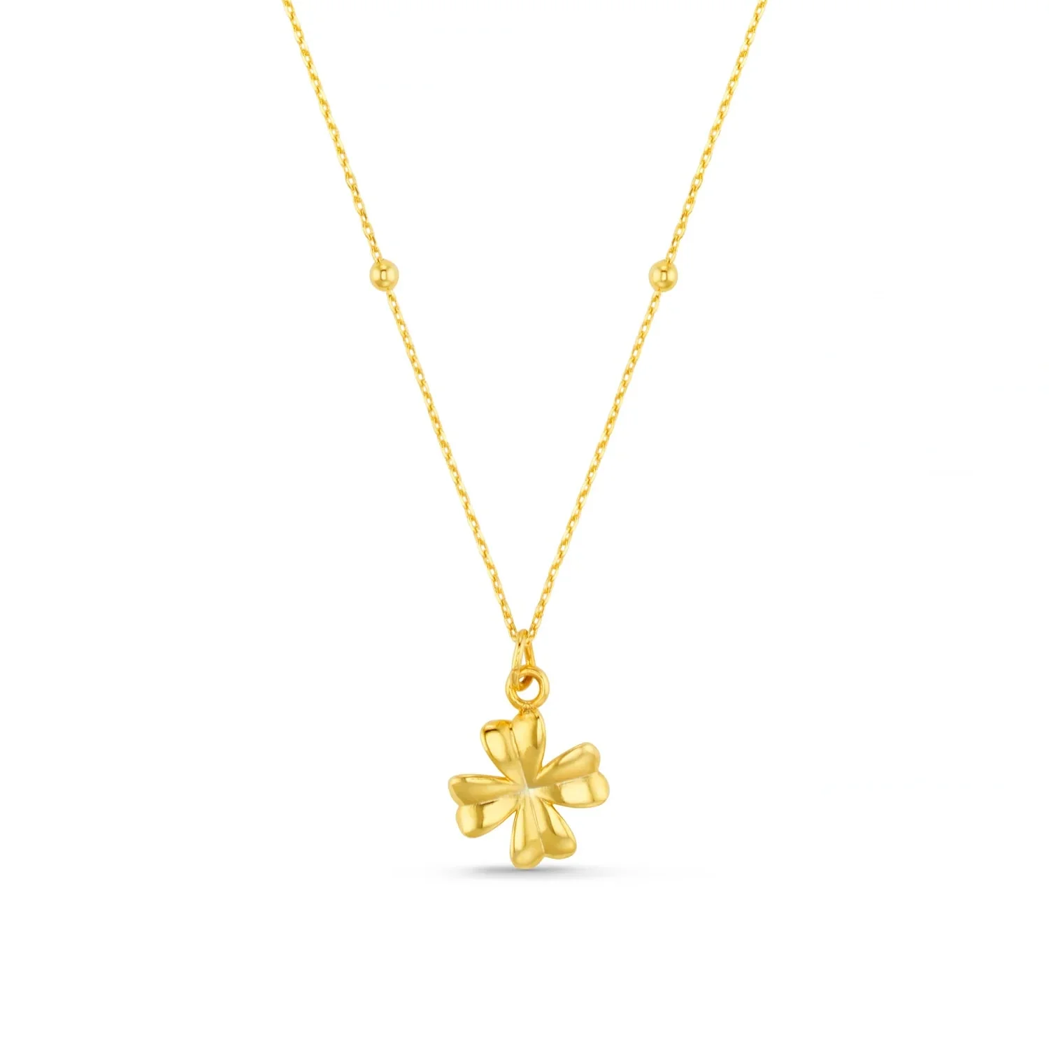 Clover Charm Necklace Pale Gold - Image 4