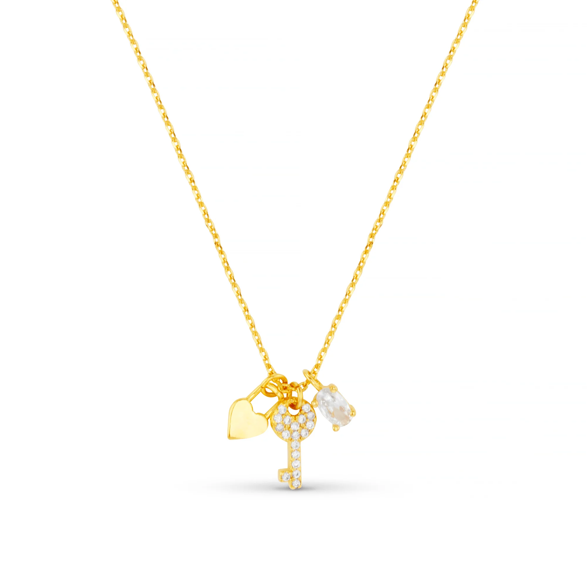 Charm Cluster Necklace Pale Gold - Image 3