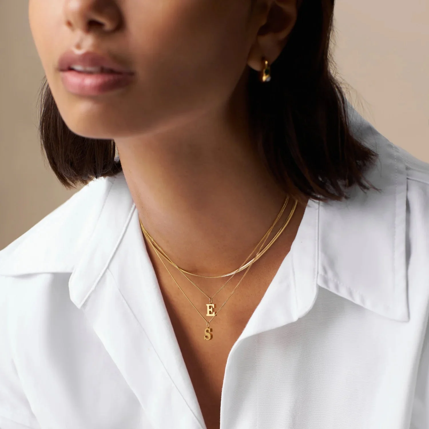 Luxe S Initial Necklace Pale Gold - Image 2