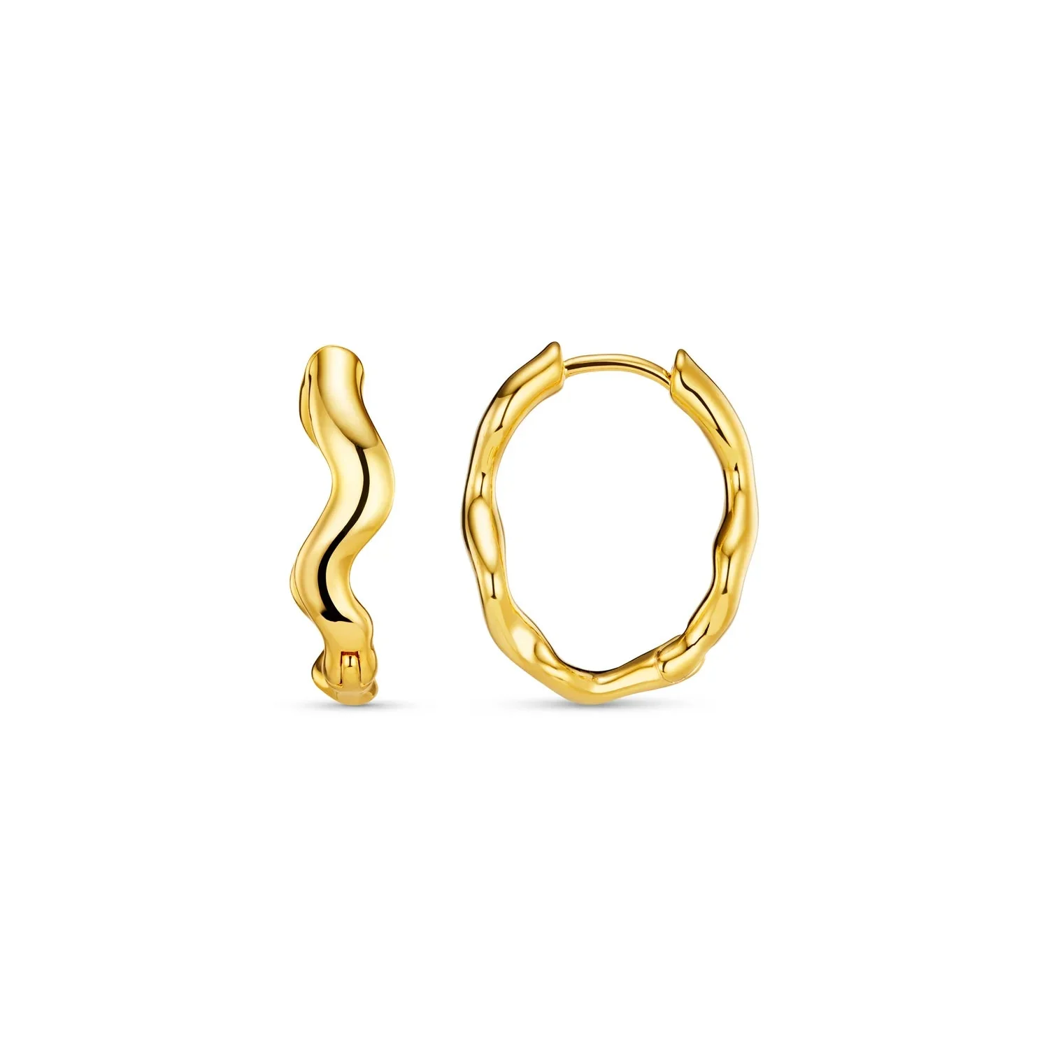 Organic Wave Oval Hoops Pale Gold