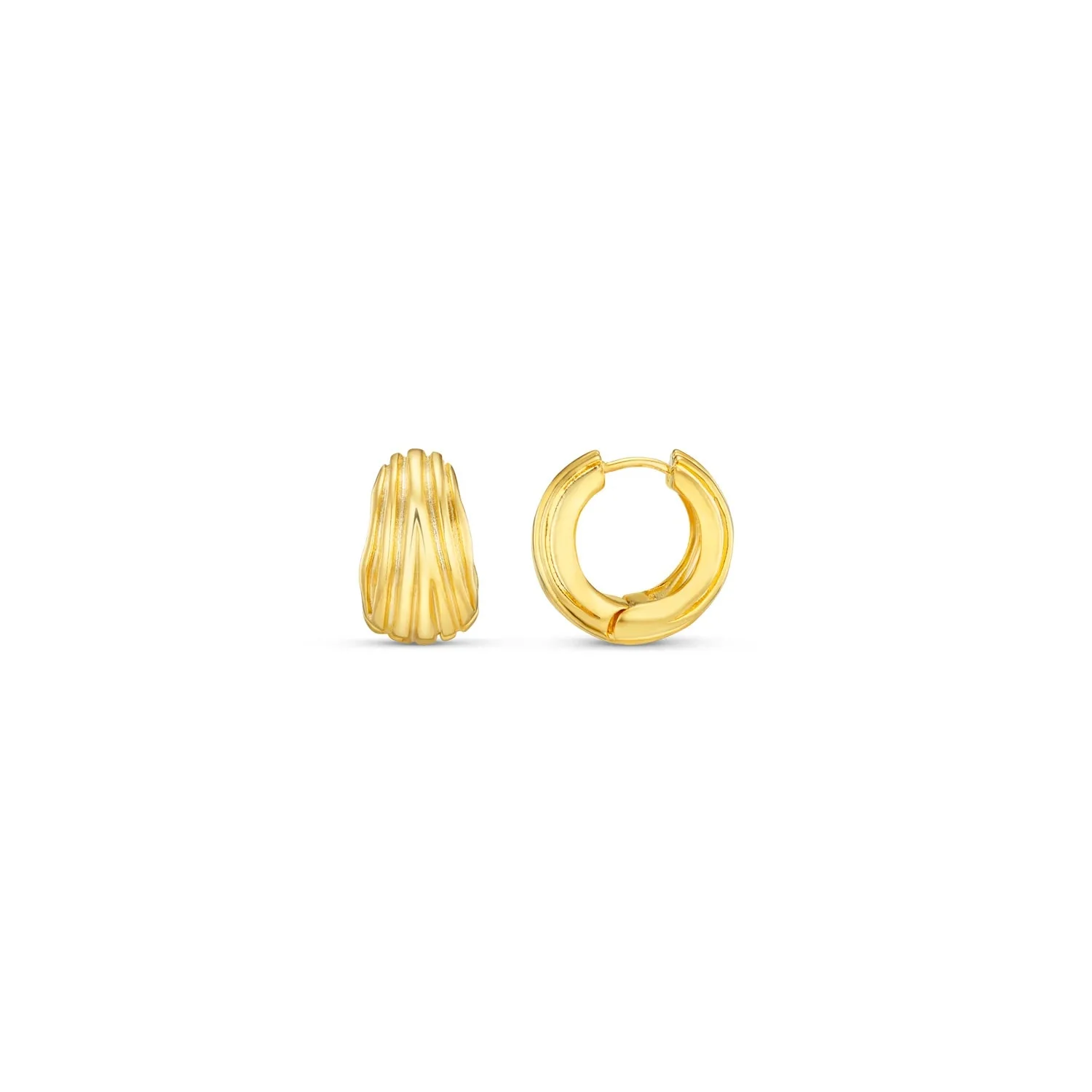 Textured Chunky Small Hoops Pale Gold