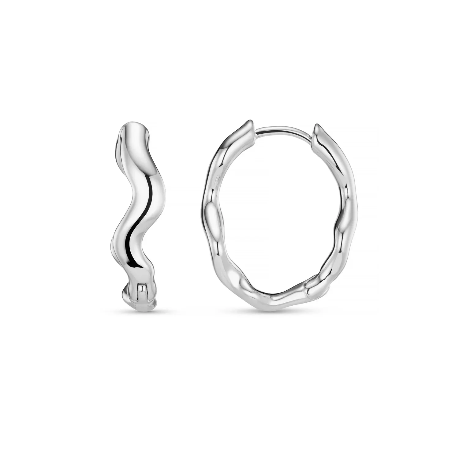Organic Wave Oval Hoops Silver