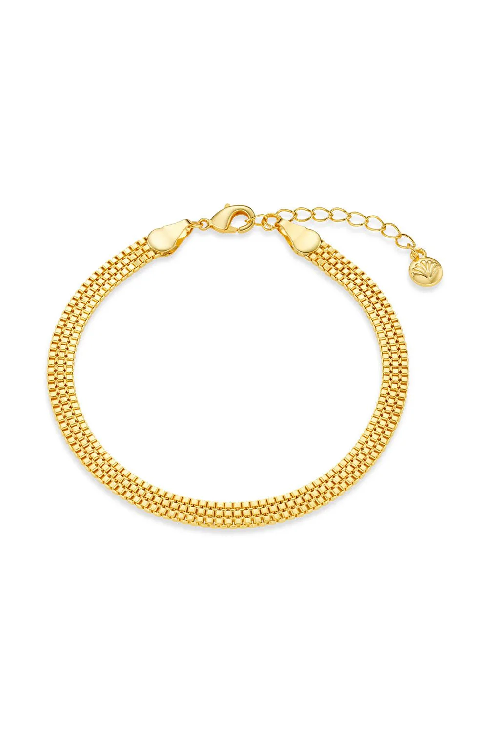 Flat Box Chain Bracelet Pale Gold