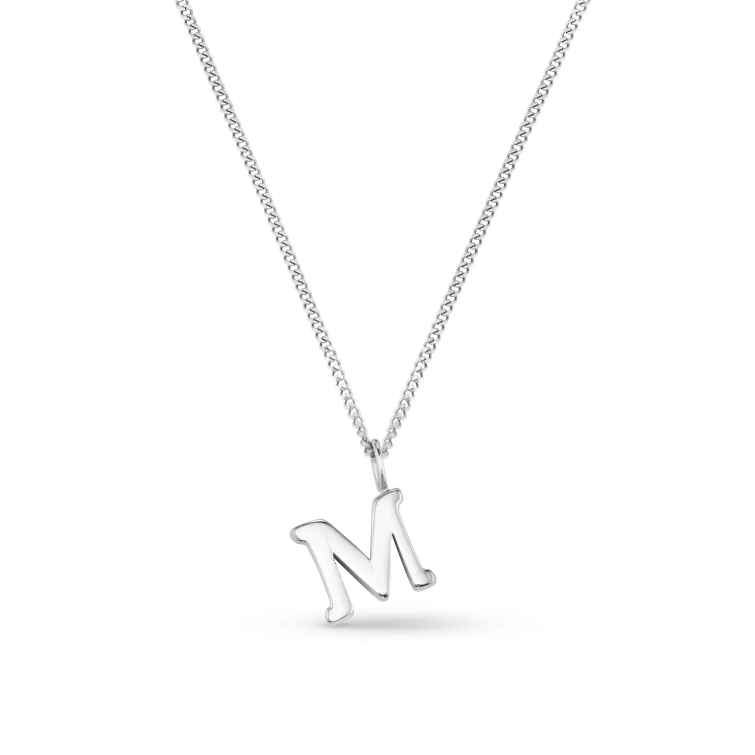 Luxe M Initial Necklace Silver