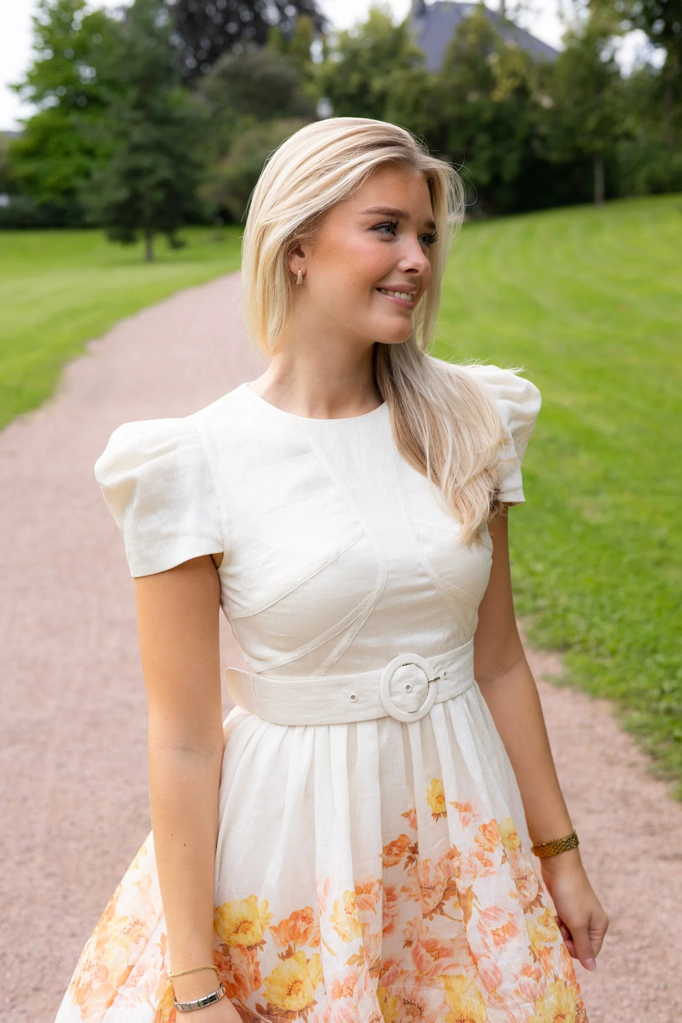Vanna Pouf Sleeve Mini Dress Cream Peony - Image 4