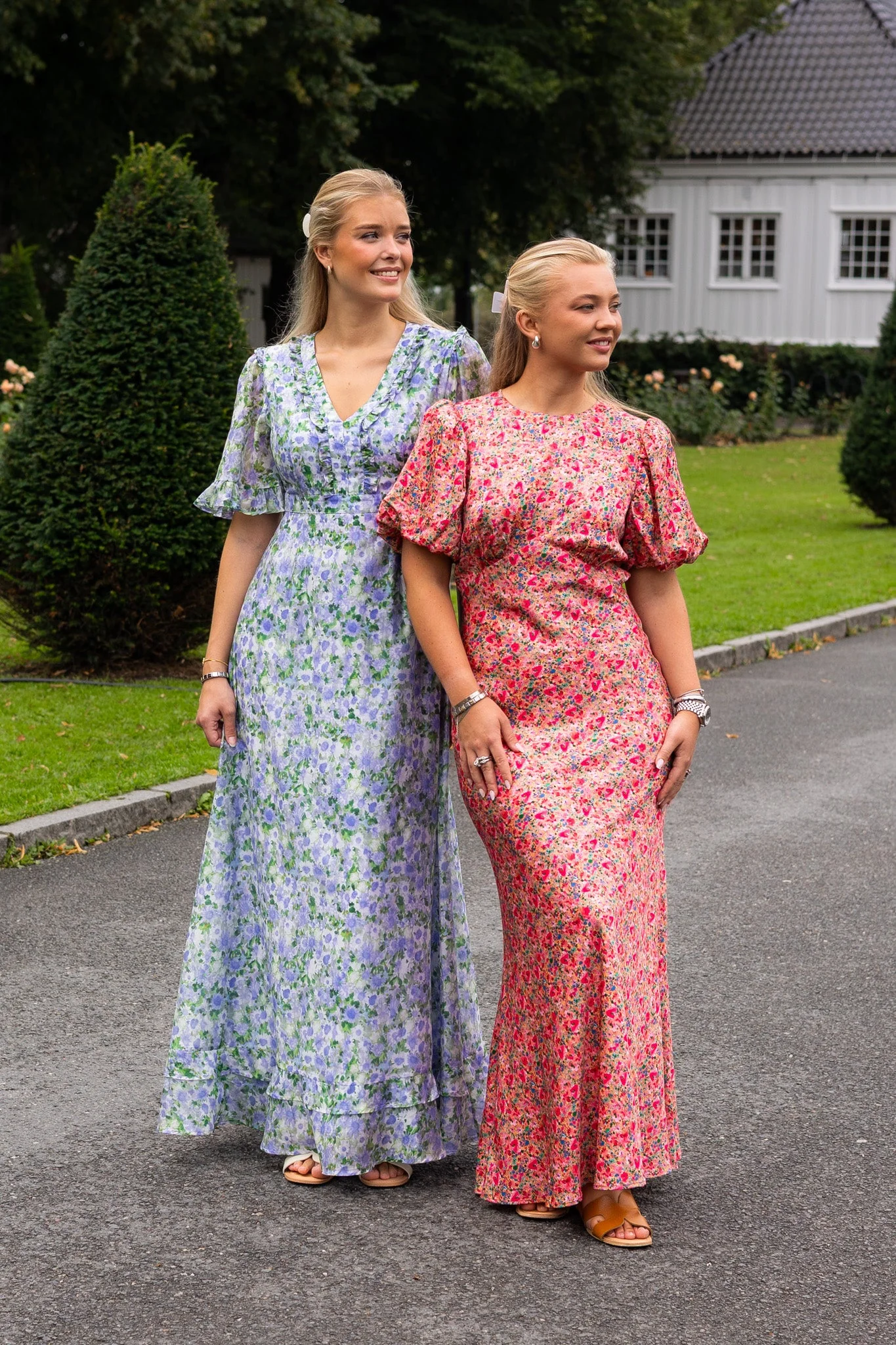 Freja Pouf Sleeve Maxi Dress Pink Ditsy - Image 2