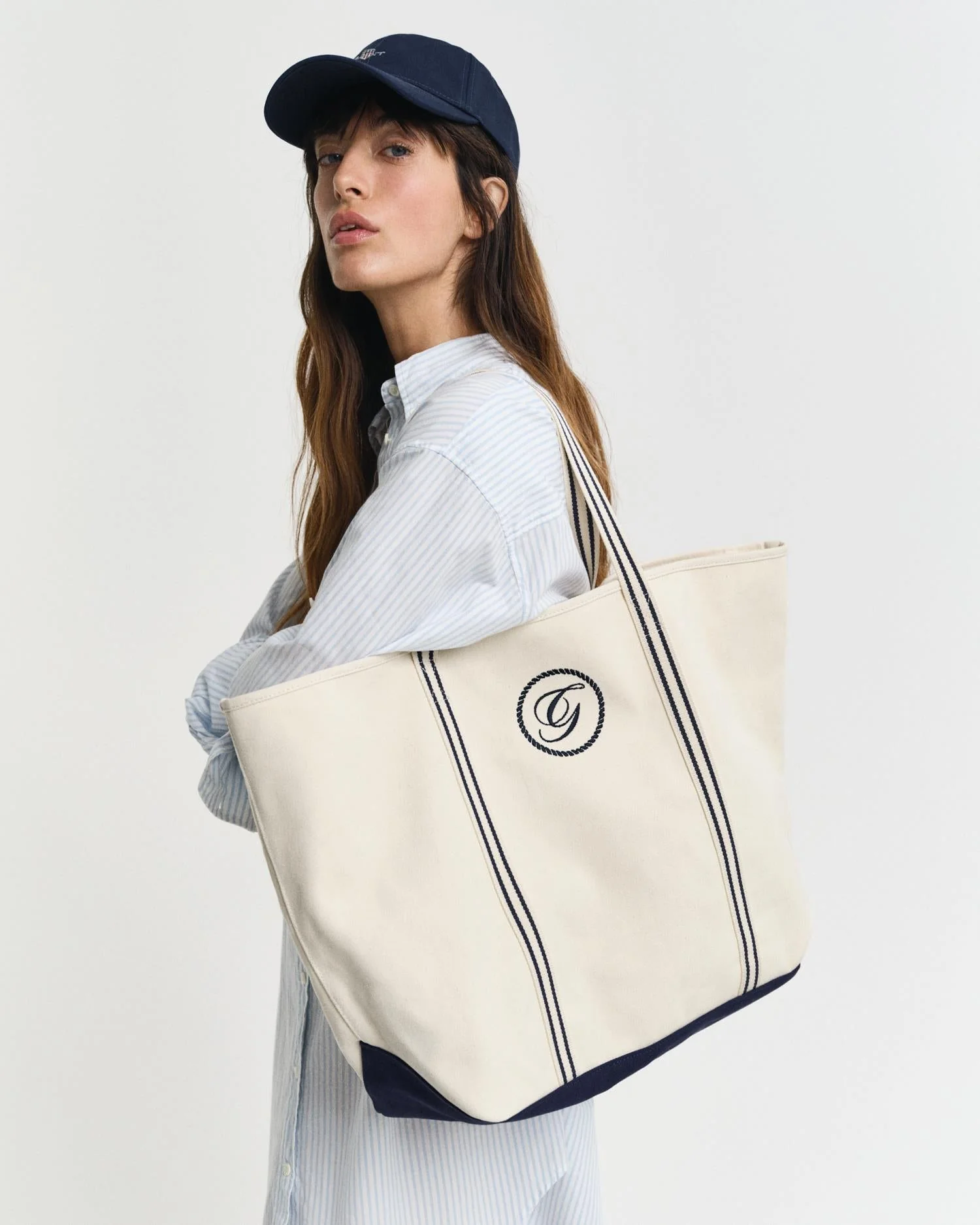Canvas Beach Tote Bag Cream - Image 3