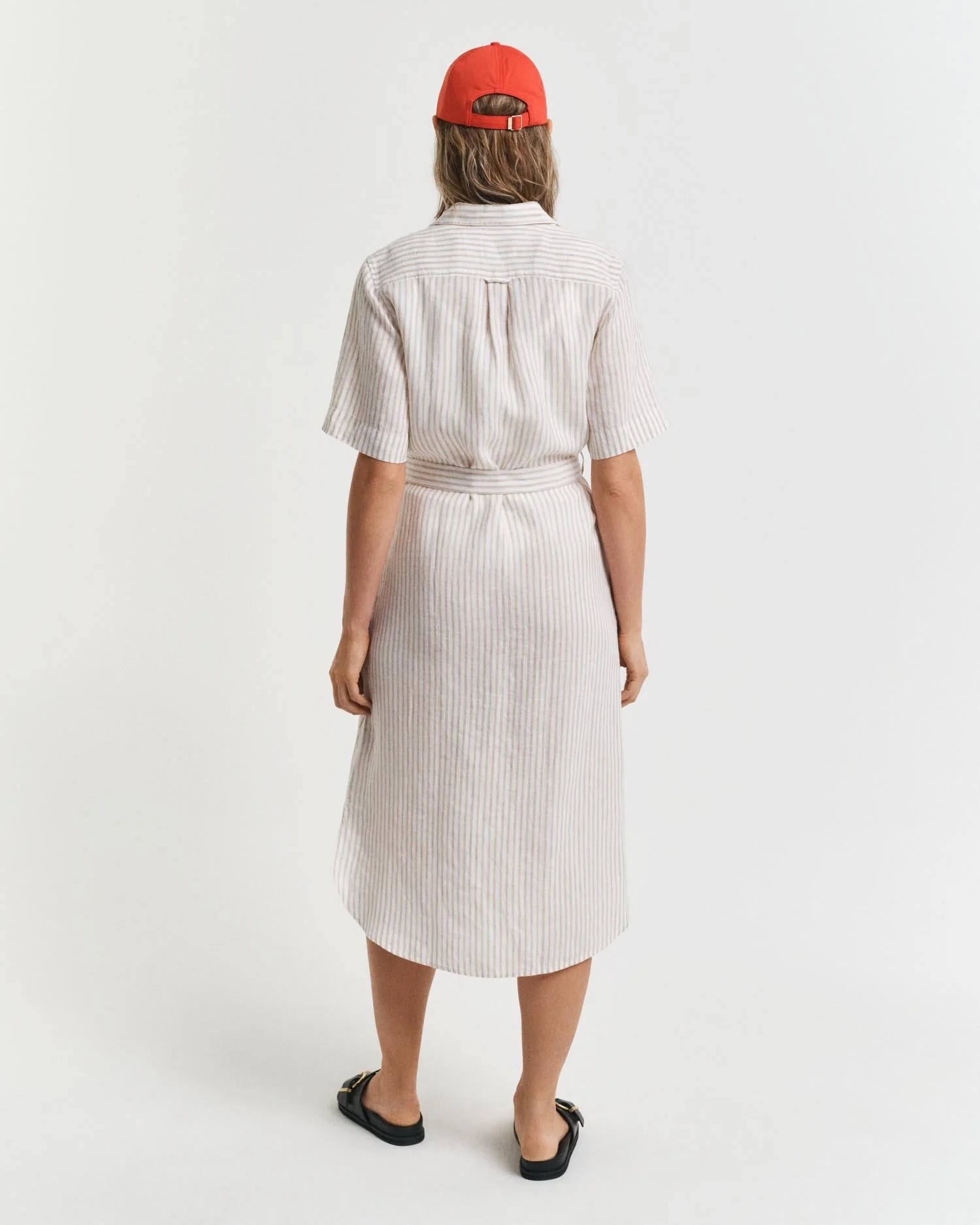 Striped Linen Shirt Dress Dry Sand - Image 2