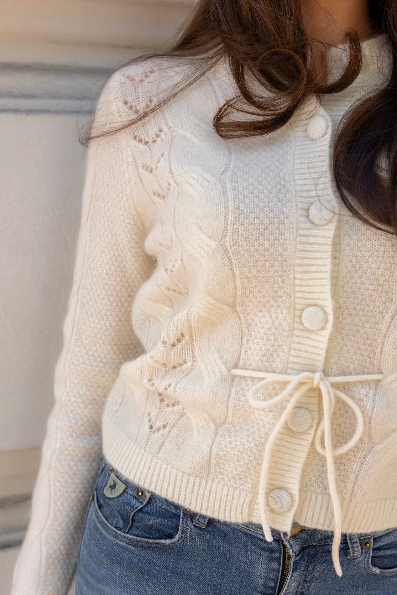 Vera Ls Knit Belt Cardigan Snow White - Image 6