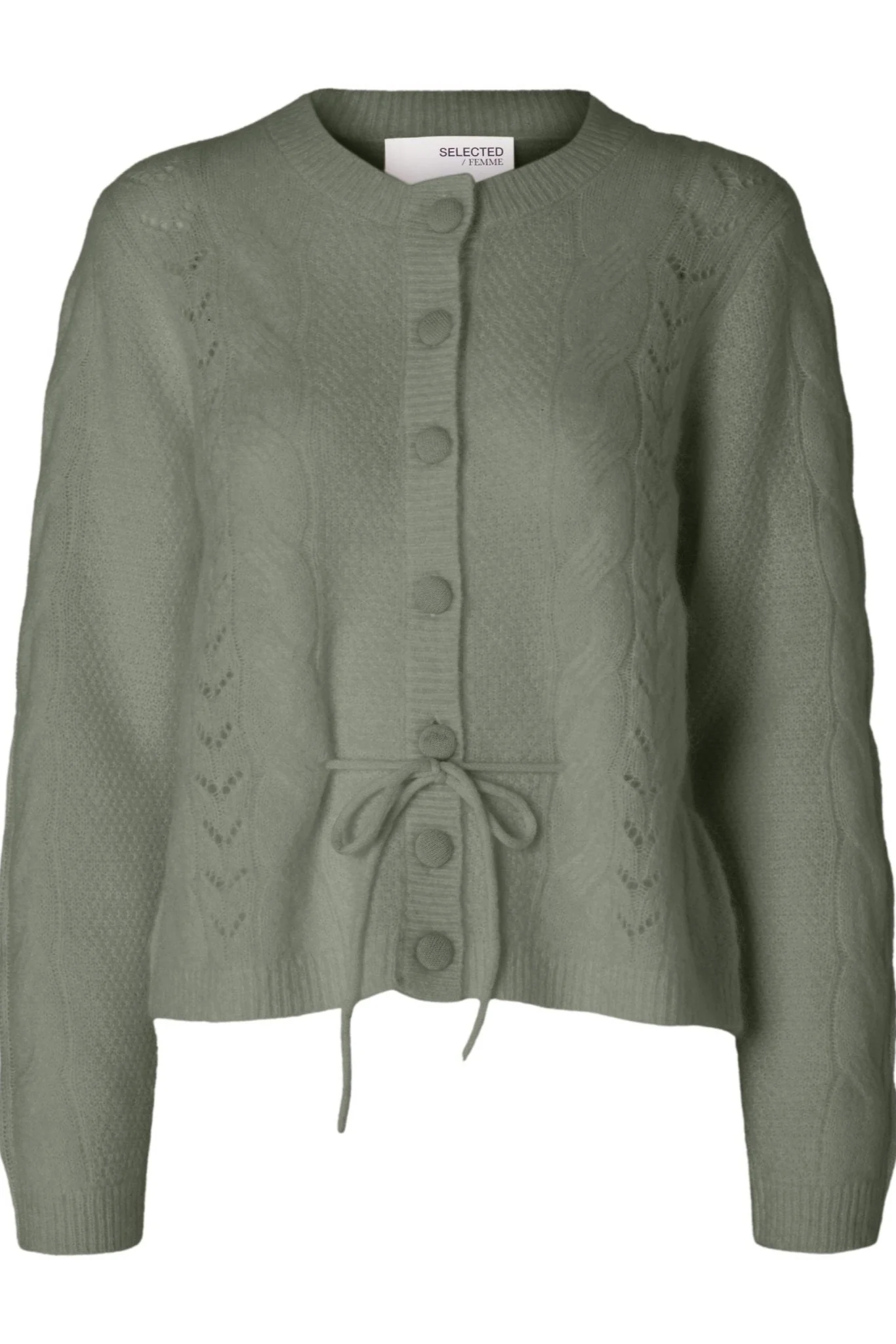 Vera Ls Knit Belt Cardigan Vetiver - Image 2