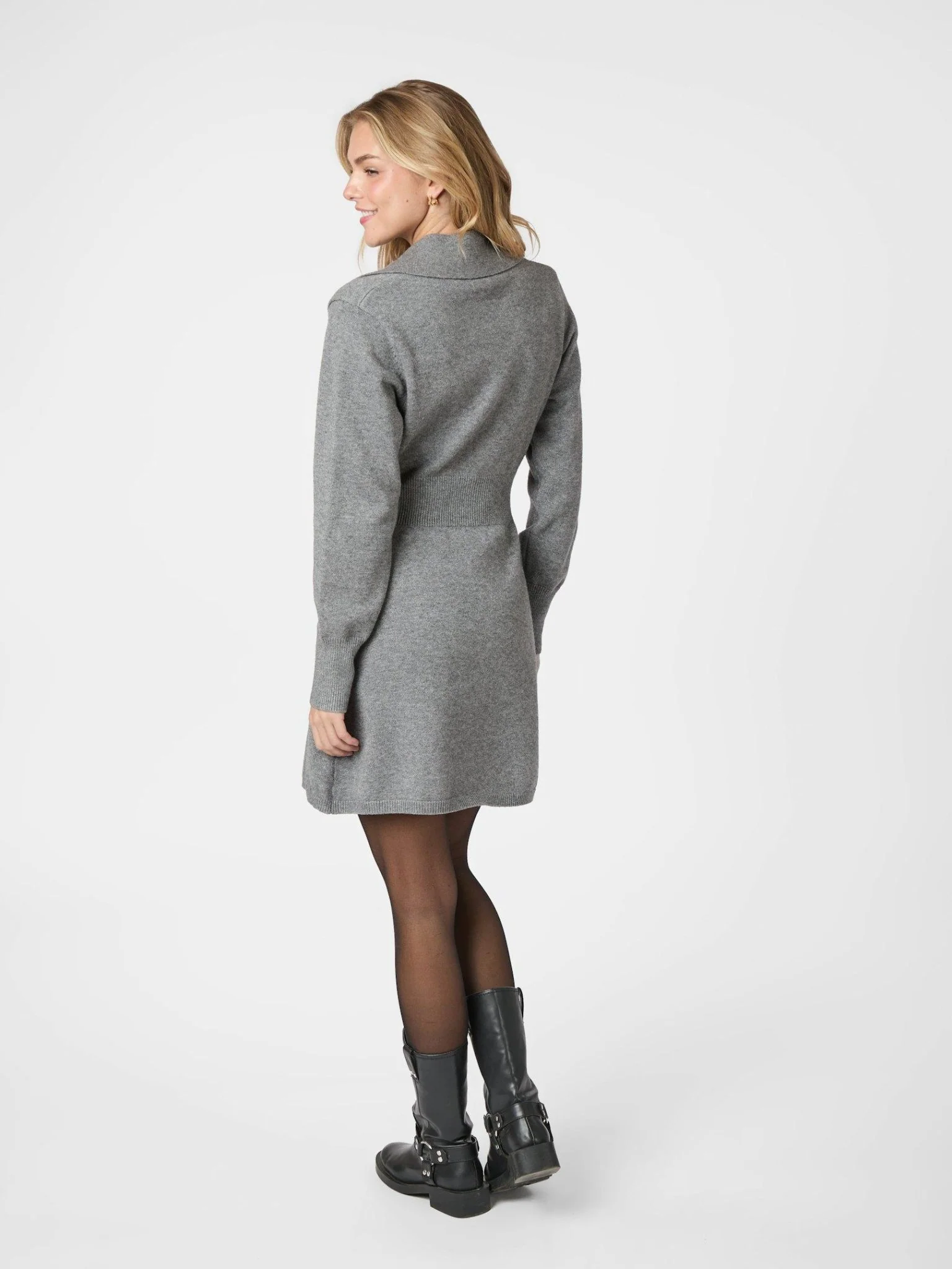 Melia Knit Dress Dark Grey Melange - Image 7