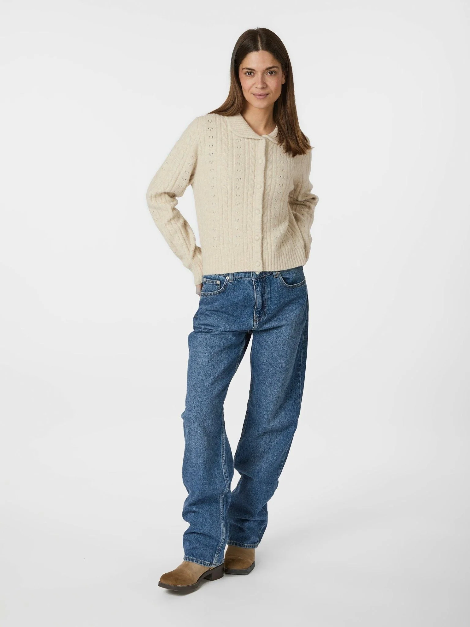 Emelie Knit Cardigan Ivory - Image 11