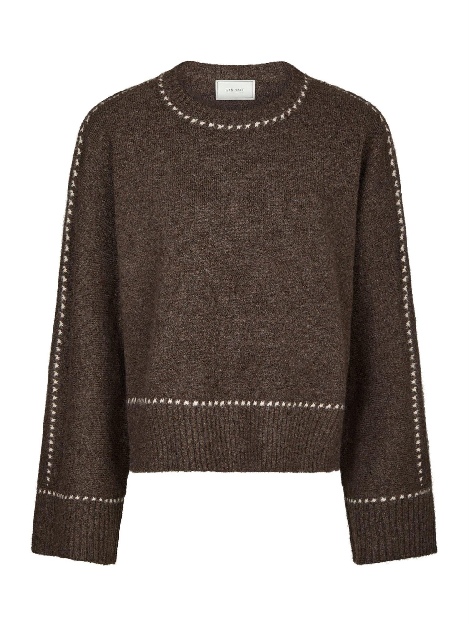 Roeme Knit Stitch Blouse Brown Melange - Image 2