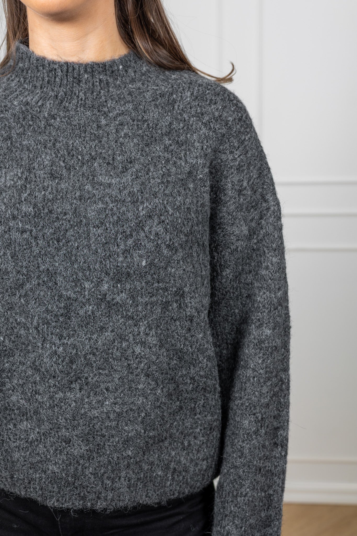 Paulina Fluffy Knit Blouse Antracit - Image 6