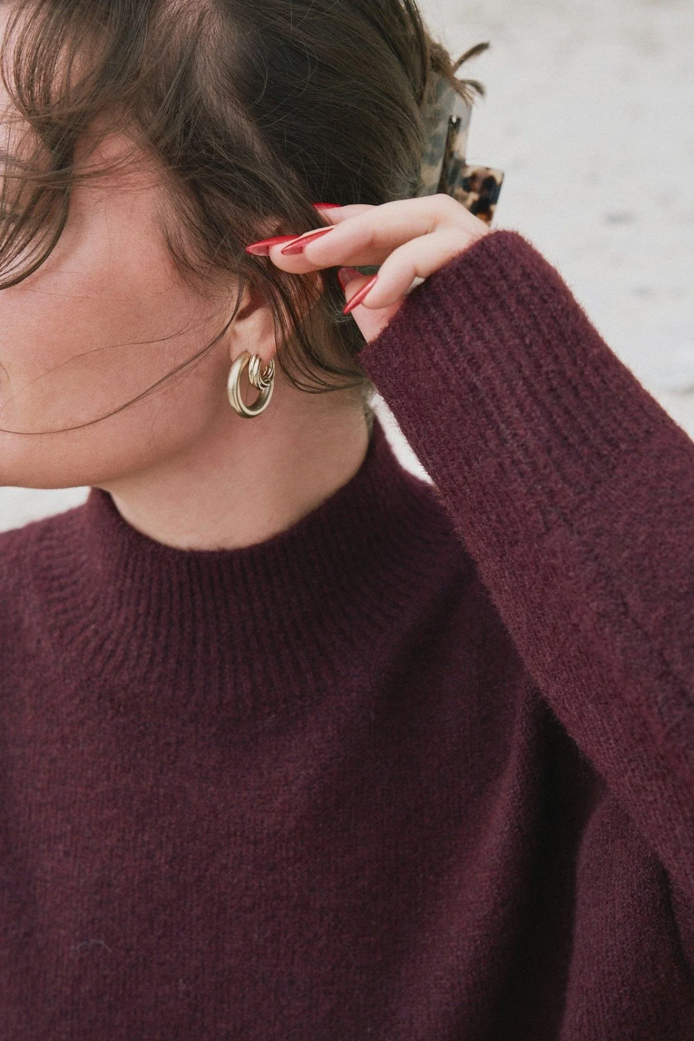 Paulina Knit Blouse Wine - Image 8