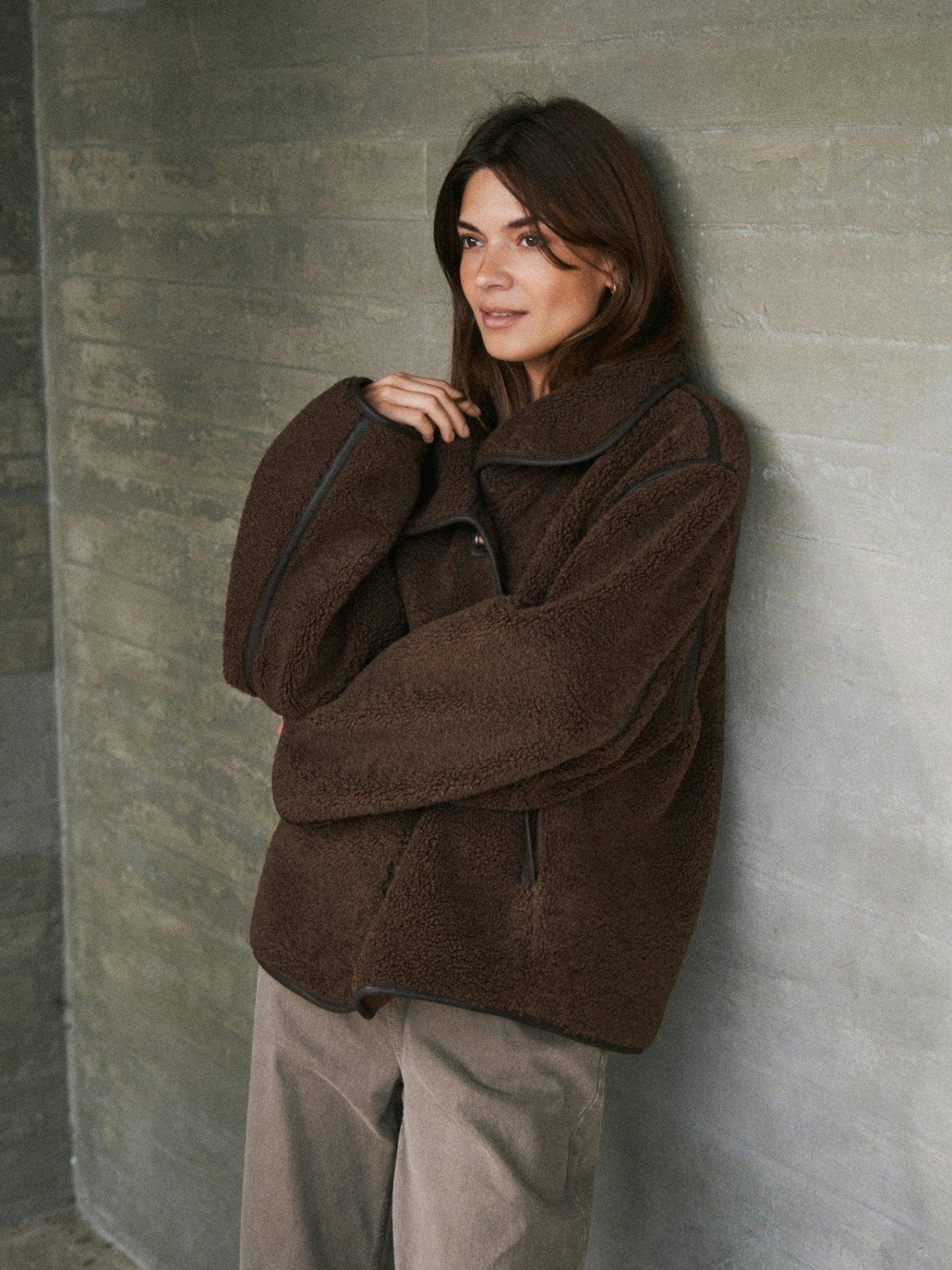 Edmund Teddy Jacket Dark Brown