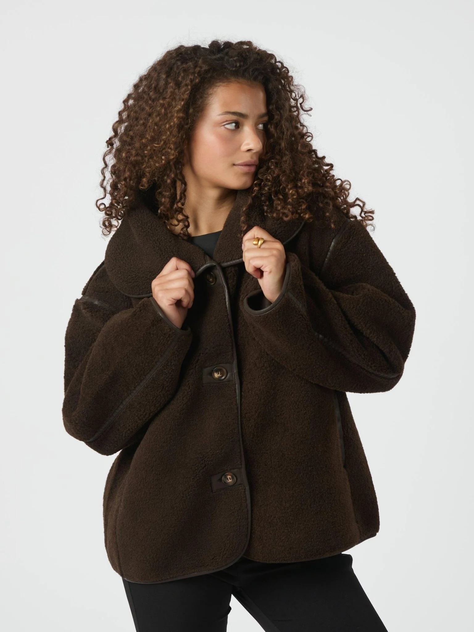Edmund Teddy Jacket Dark Brown - Image 4