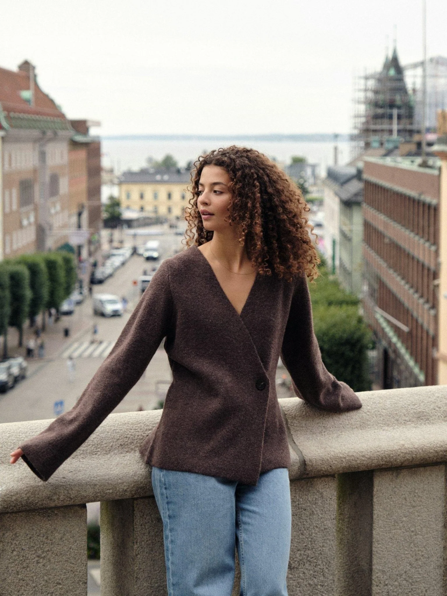 Marie Louise Knit Cardigan Brown Melange - Image 2