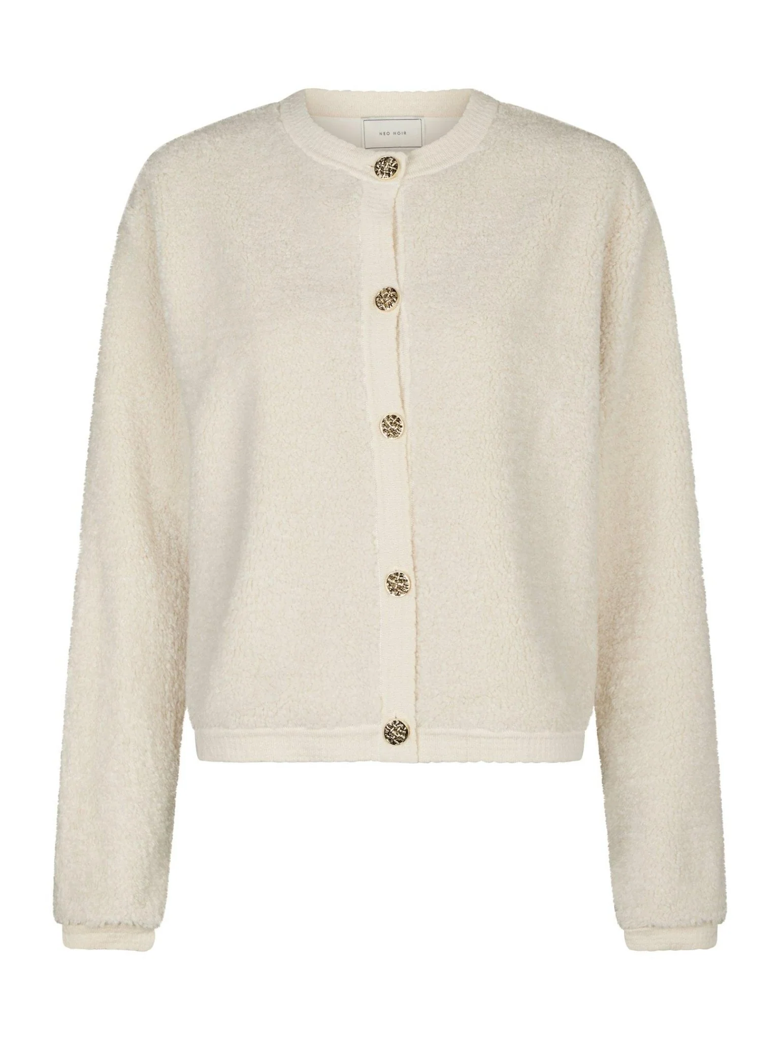 Limo Fluffy Knit Cardigan Creme - Image 2