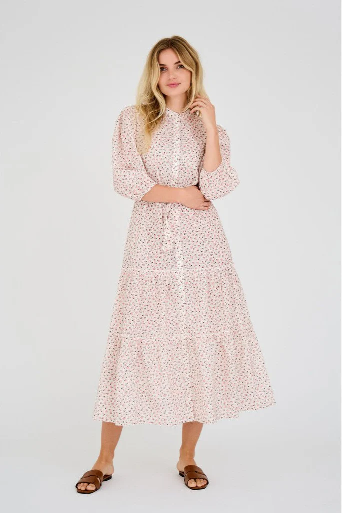 Kate Long Dress White/Rose - Image 10