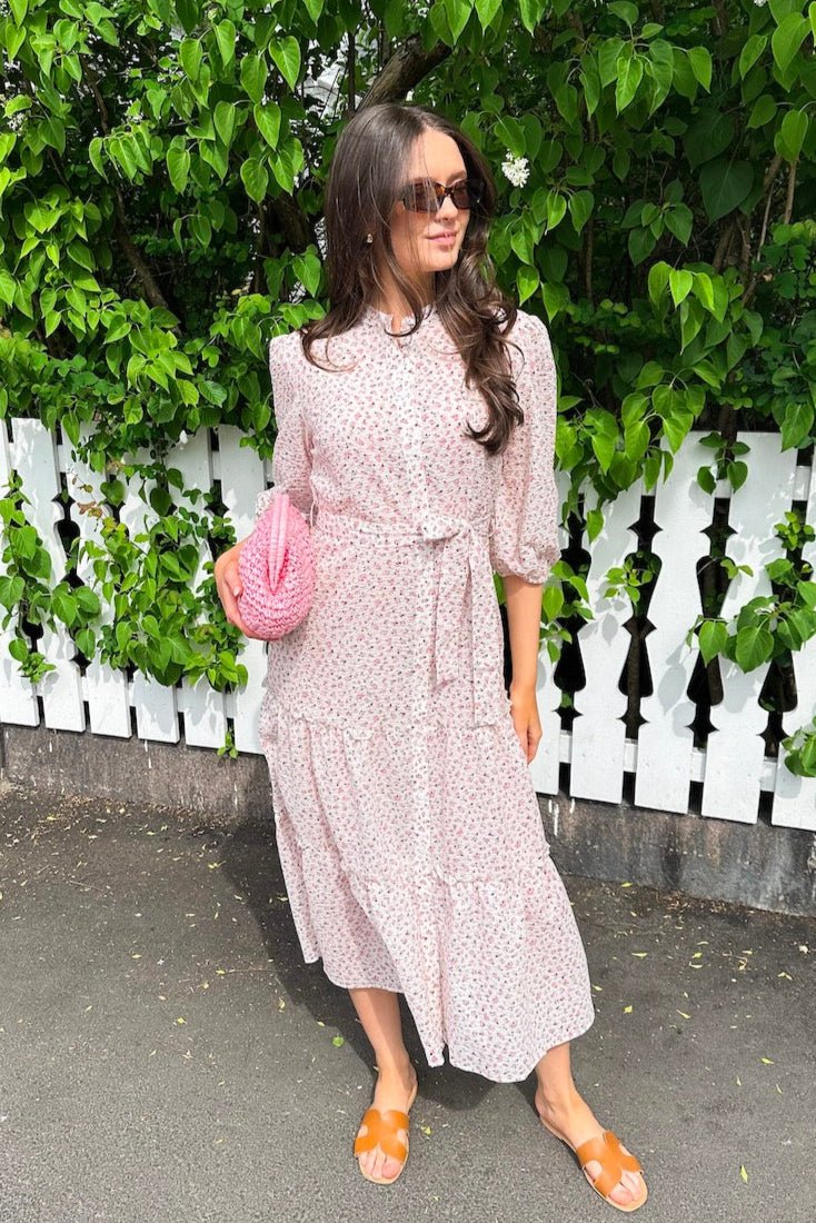 Kate Long Dress White/Rose - Image 4