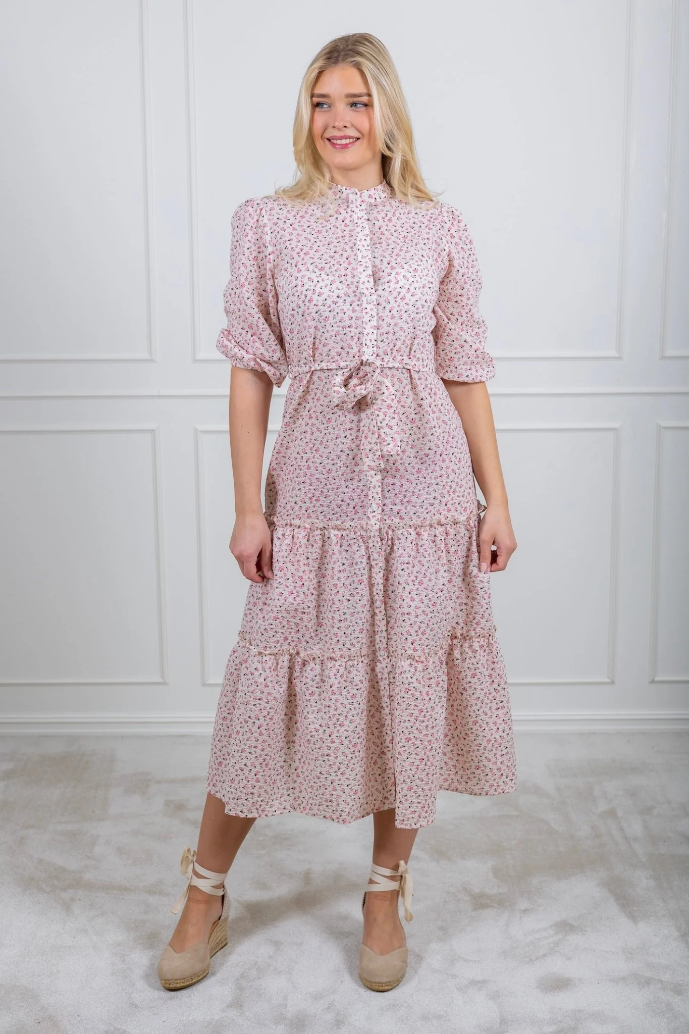 Kate Long Dress White/Rose - Image 6