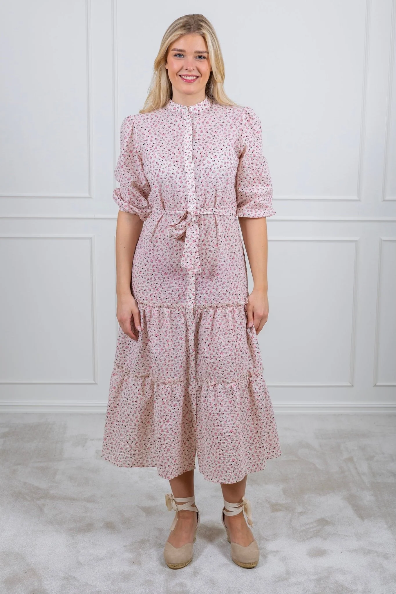 Kate Long Dress White/Rose - Image 7