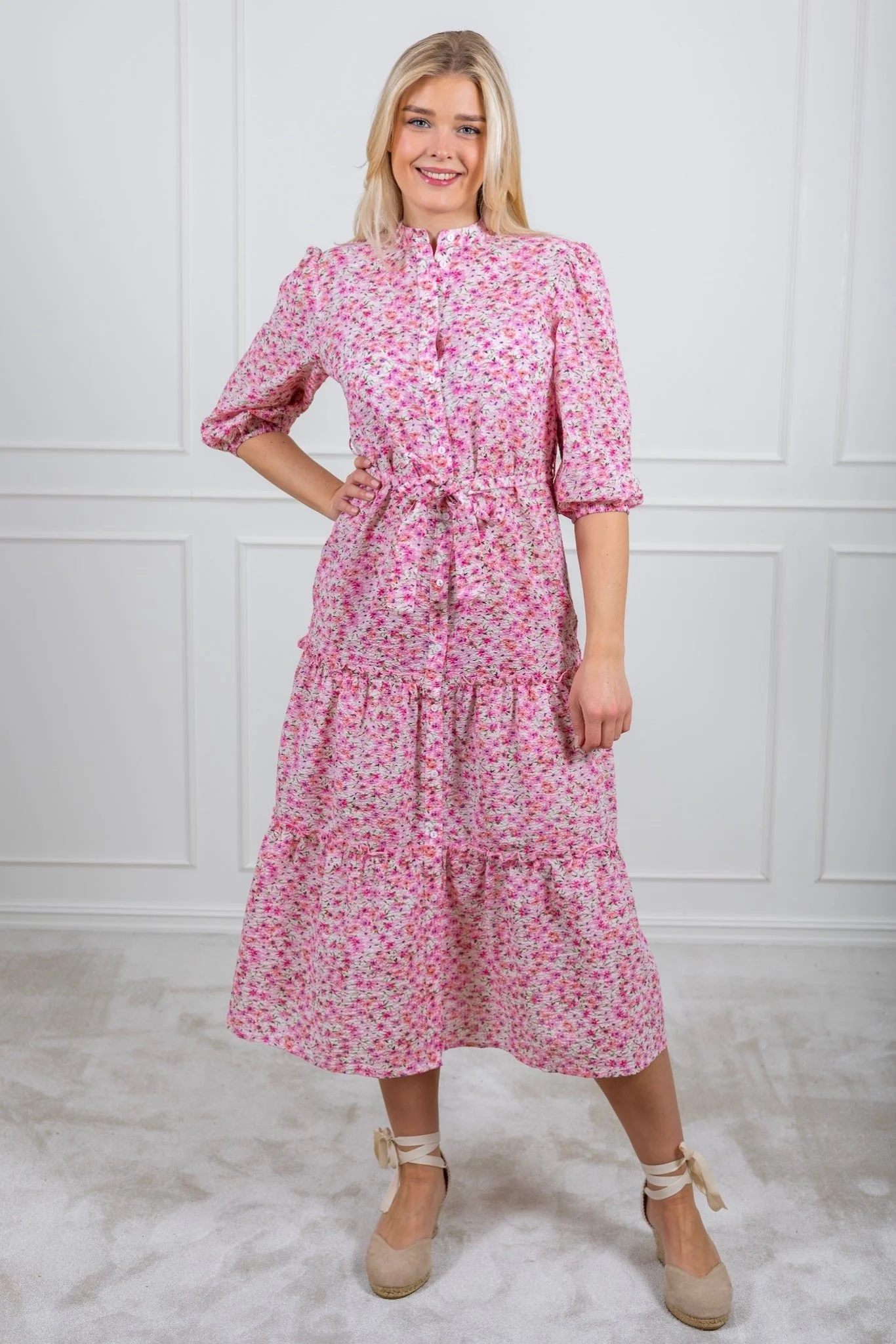 Kate Long Dress Rose/Pink/Blue - Image 3