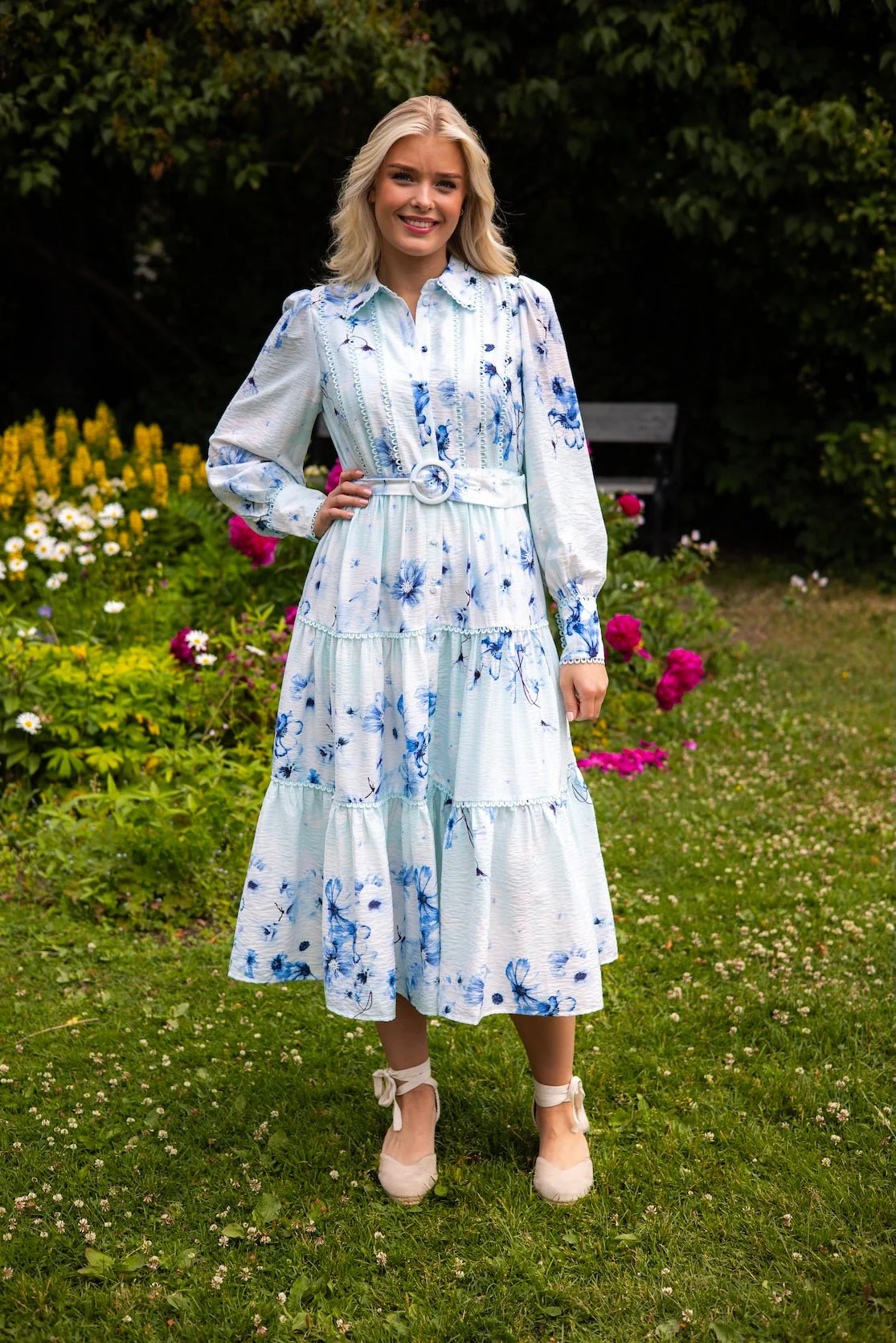 Billa Ls Long Dress Halogen Blue Billa Aop