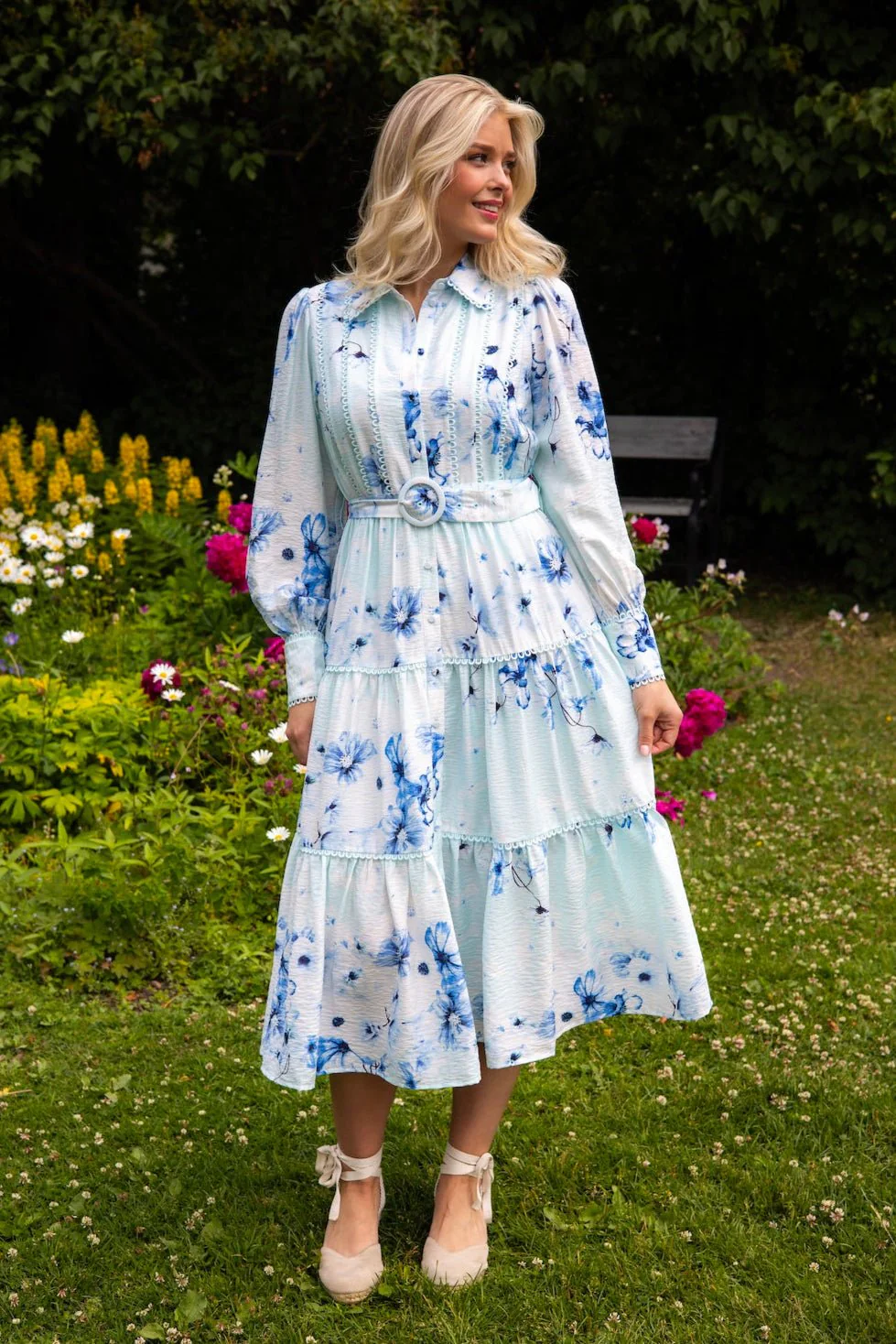 Billa Ls Long Dress Halogen Blue Billa Aop - Image 3