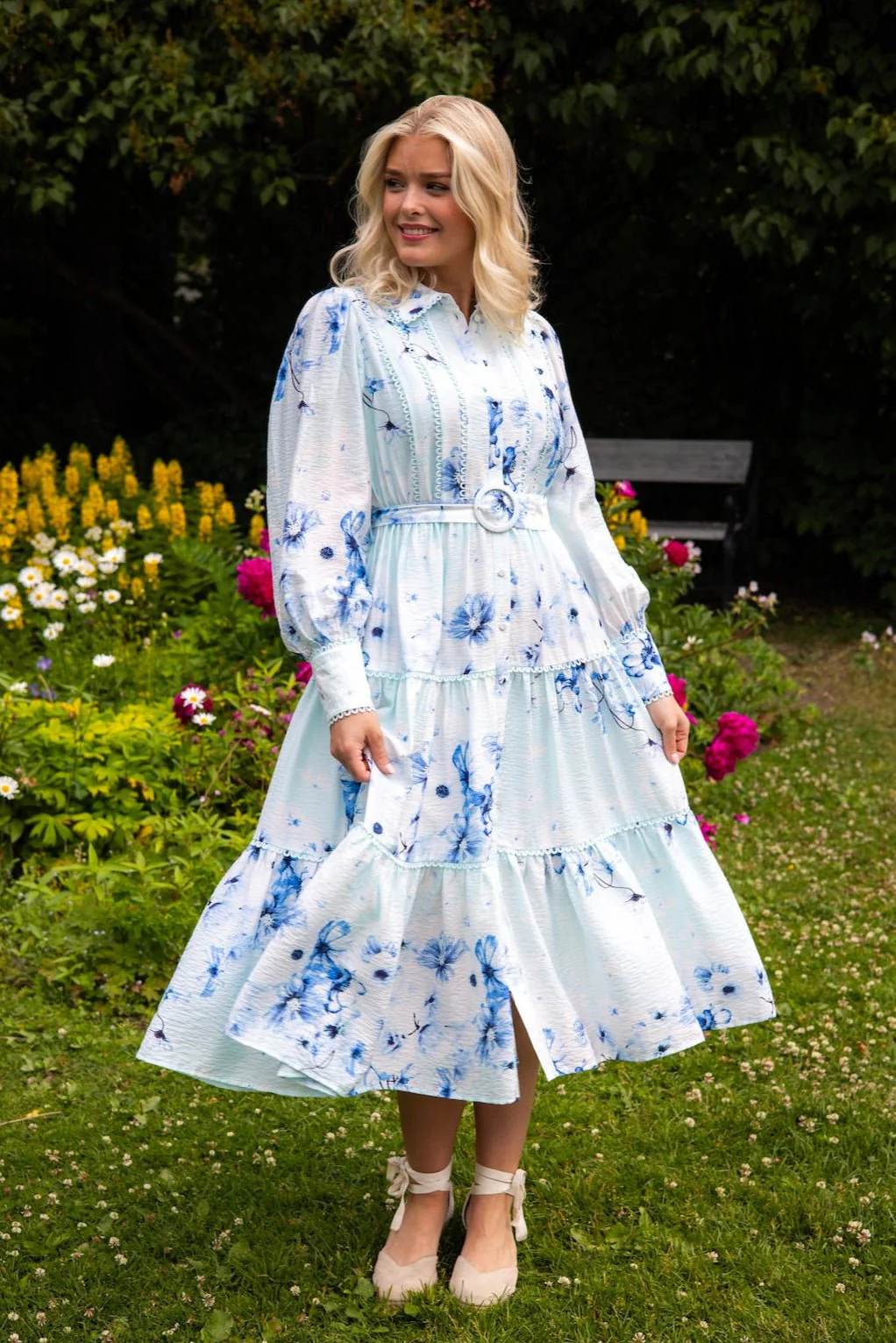 Billa Ls Long Dress Halogen Blue Billa Aop - Image 4