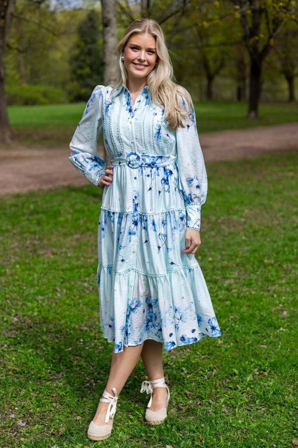 Billa Ls Long Dress Halogen Blue Billa Aop - Image 6