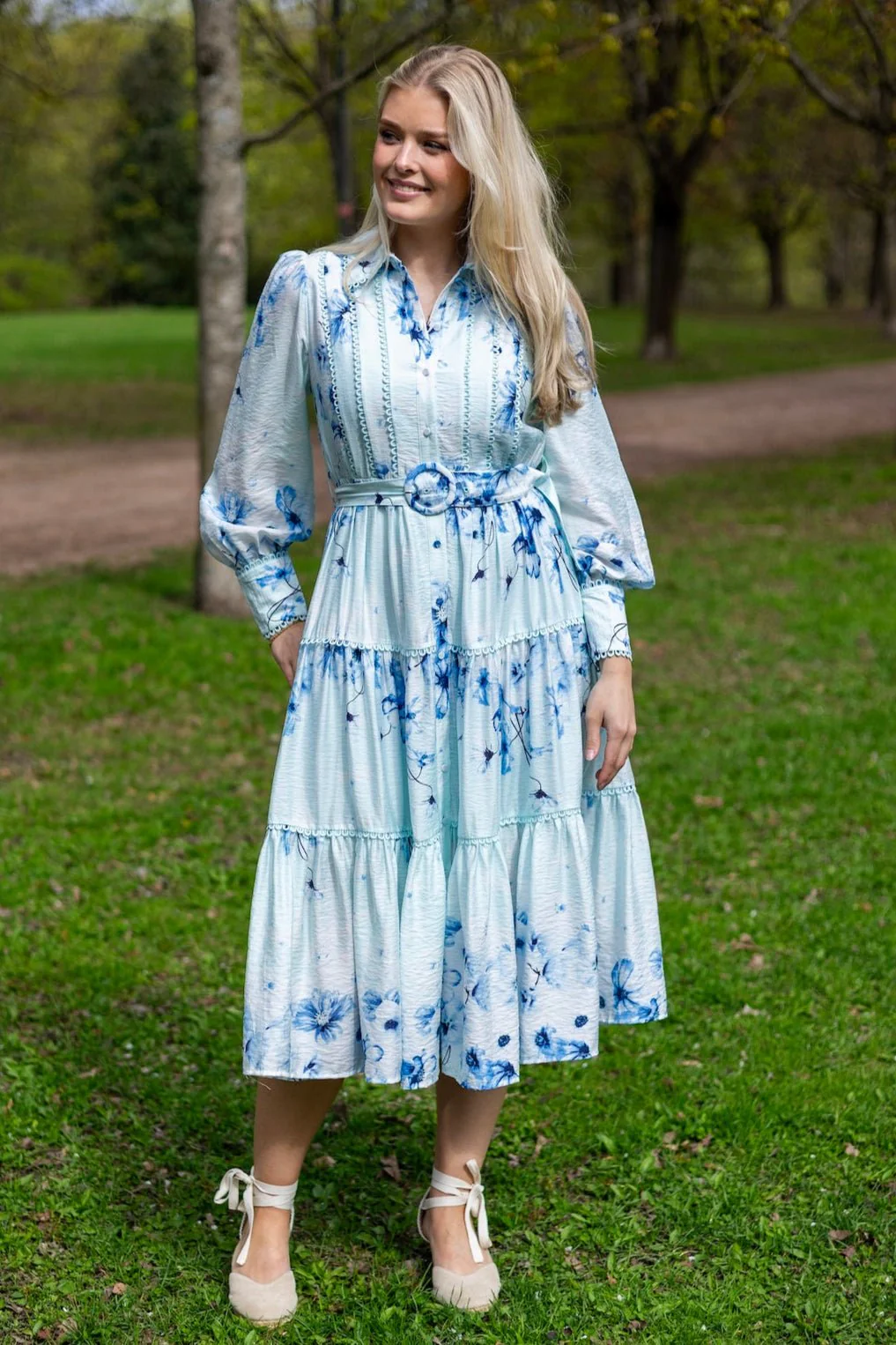 Billa Ls Long Dress Halogen Blue Billa Aop - Image 7