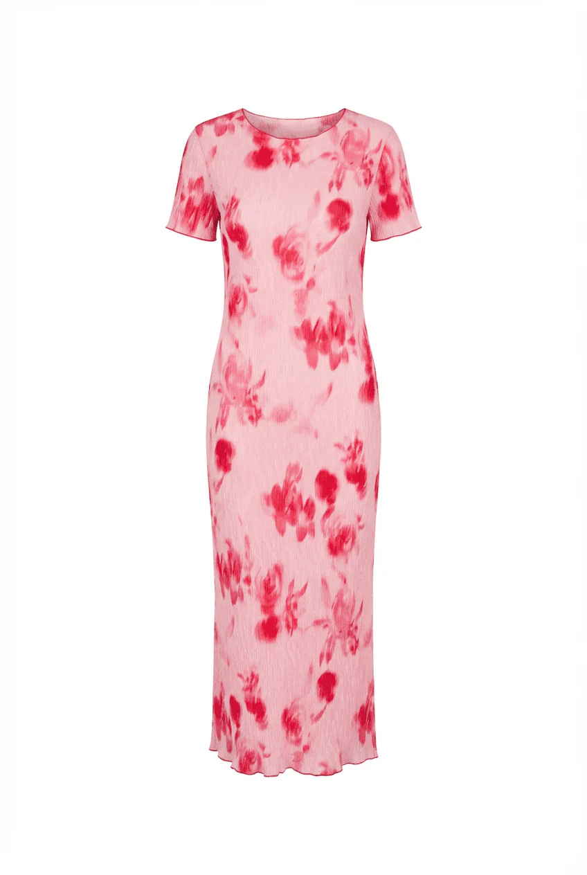 Oda Ss Dress Abstract Pink Flower Print - Image 2