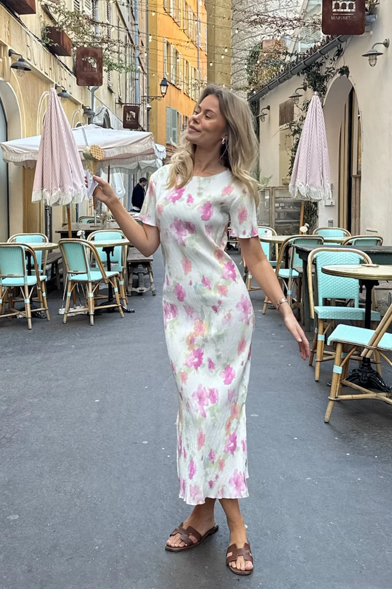 Oda Ss Dress Pink Flower Blush Print - Image 11