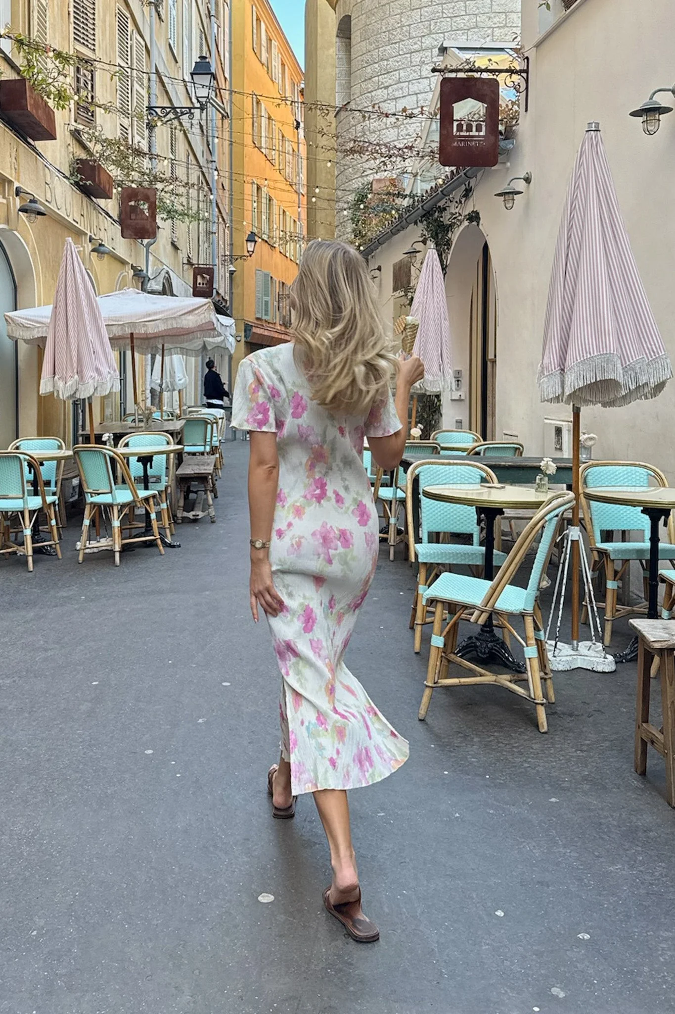 Oda Ss Dress Pink Flower Blush Print - Image 13