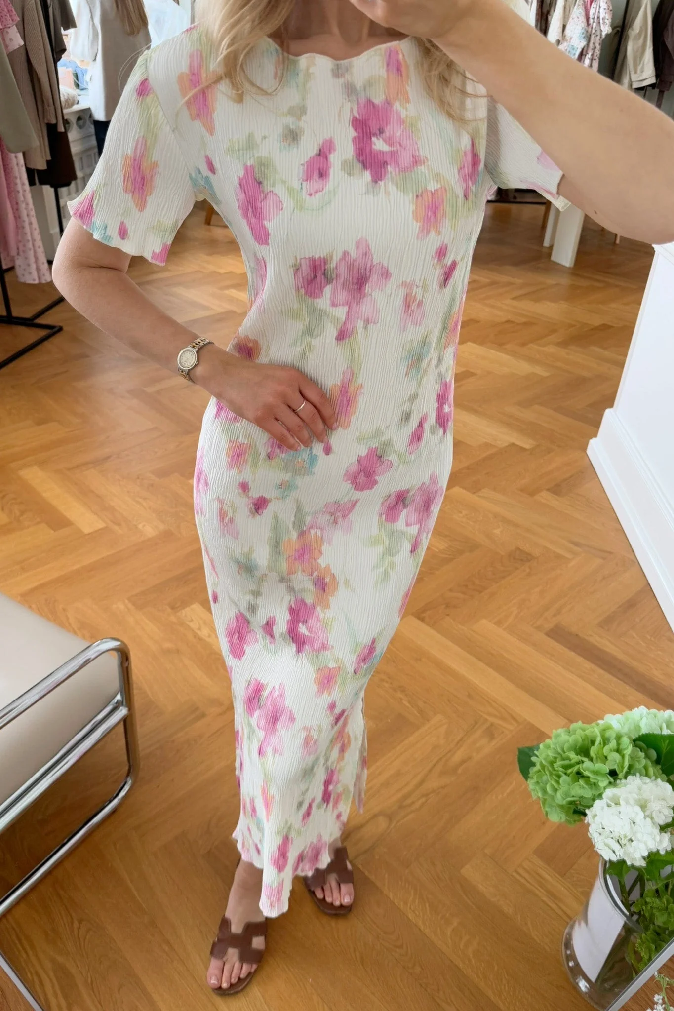 Oda Ss Dress Pink Flower Blush Print - Image 15