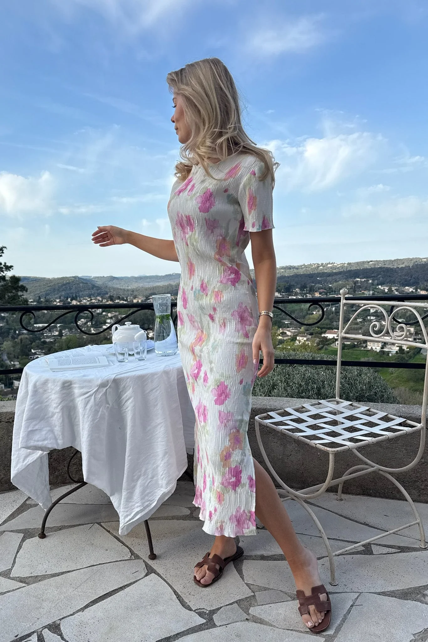 Oda Ss Dress Pink Flower Blush Print - Image 5