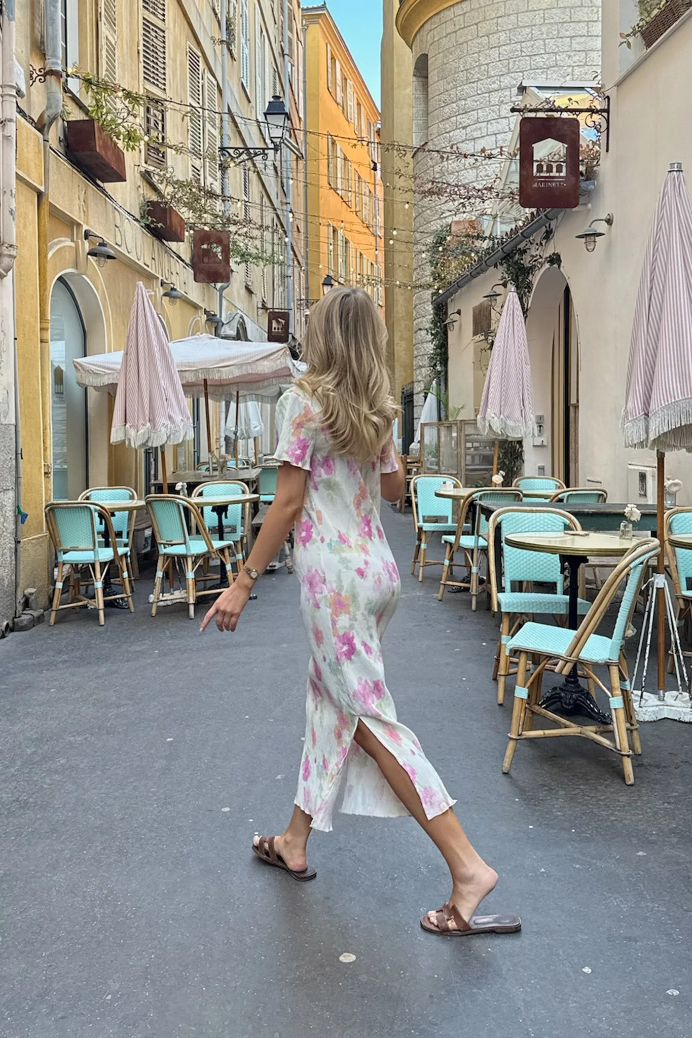 Oda Ss Dress Pink Flower Blush Print - Image 9
