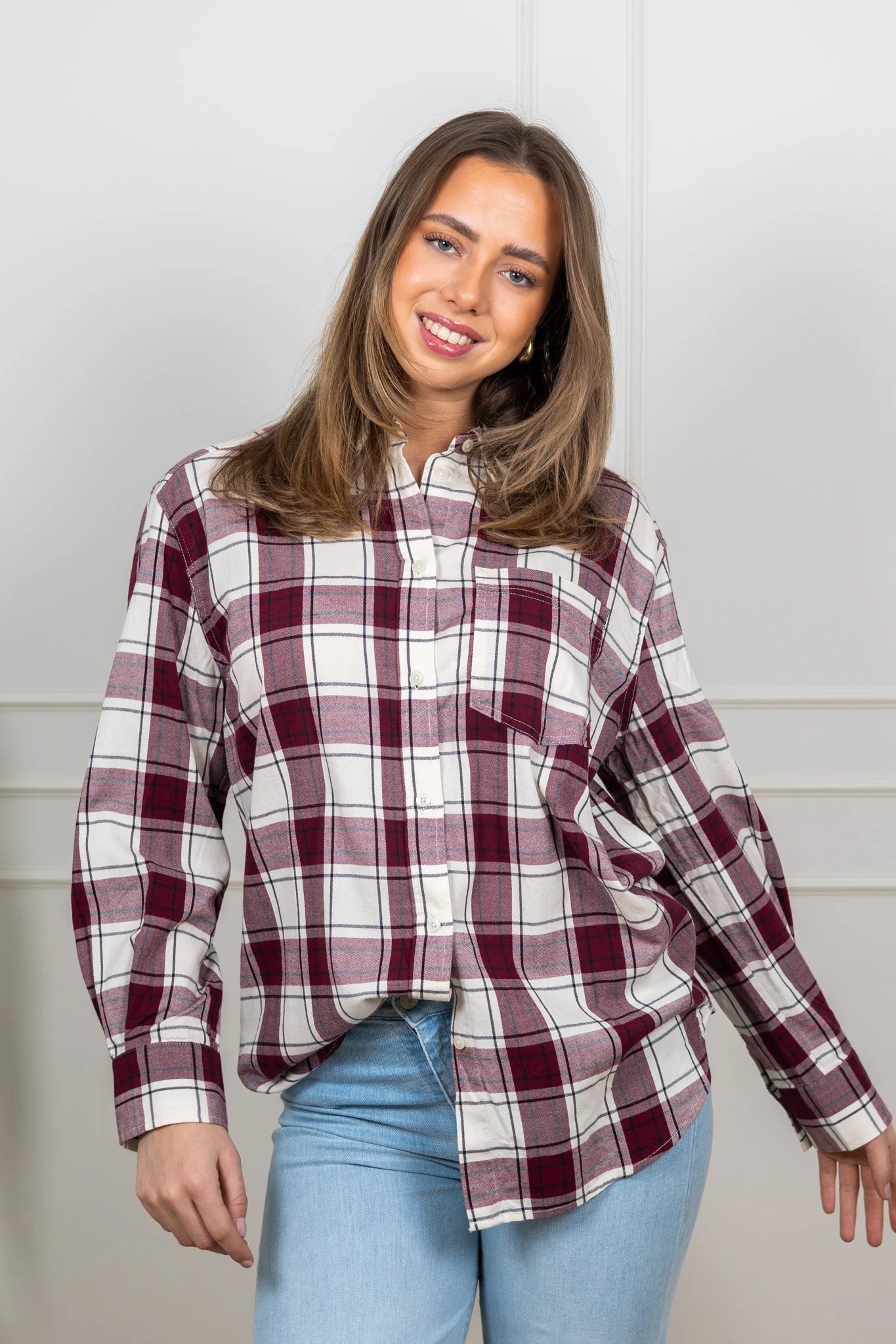 Samea Shirt Tawny Port Check - Image 3