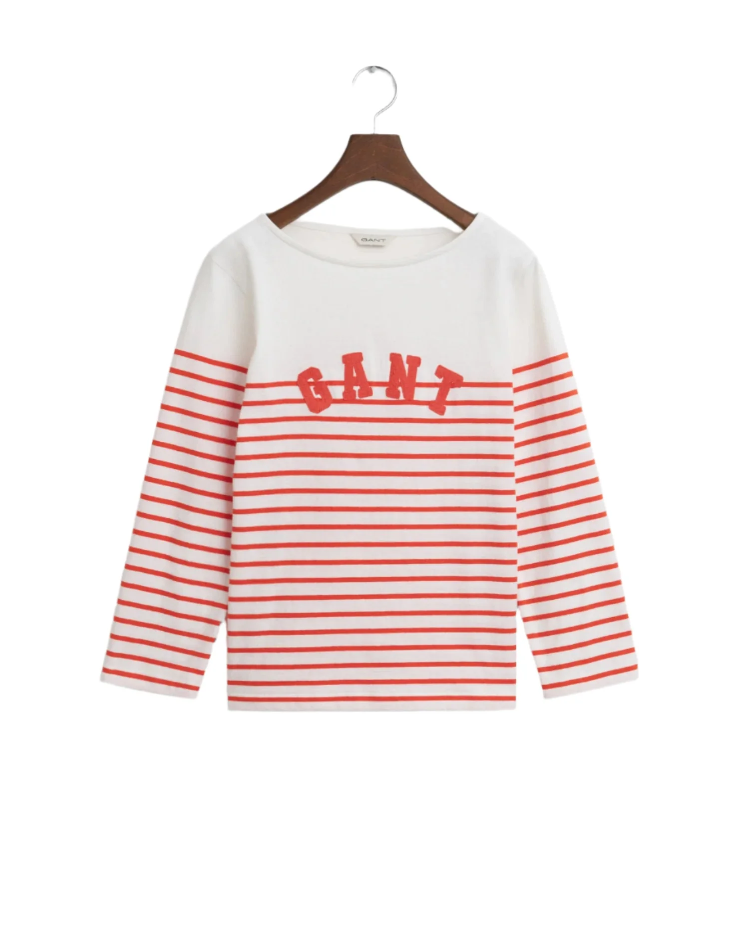 Breton Striped Boat Neck T-Shirt Orange Red