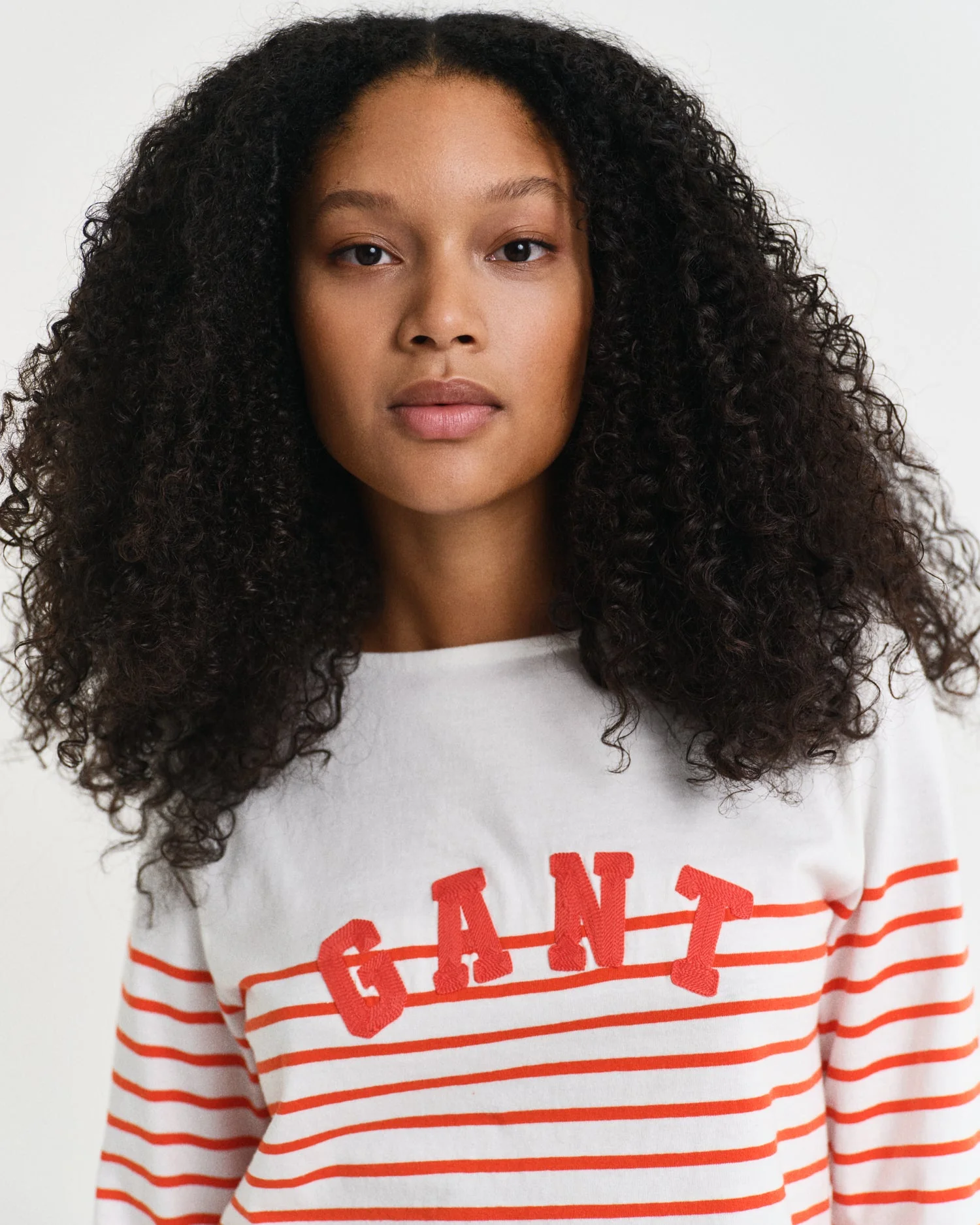 Breton Striped Boat Neck T-Shirt Orange Red - Image 3