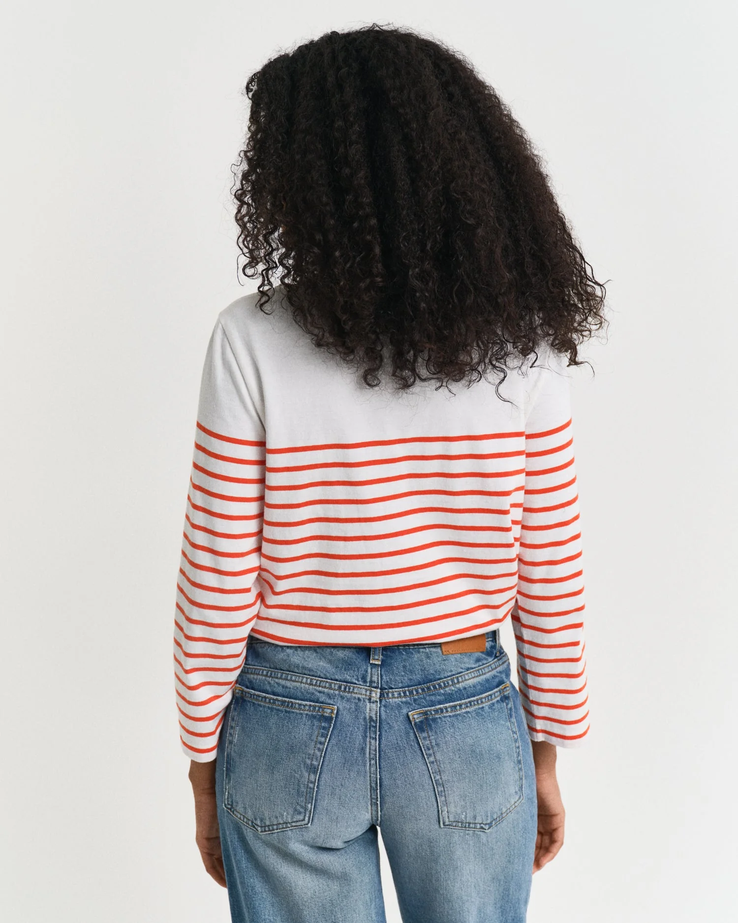 Breton Striped Boat Neck T-Shirt Orange Red - Image 5