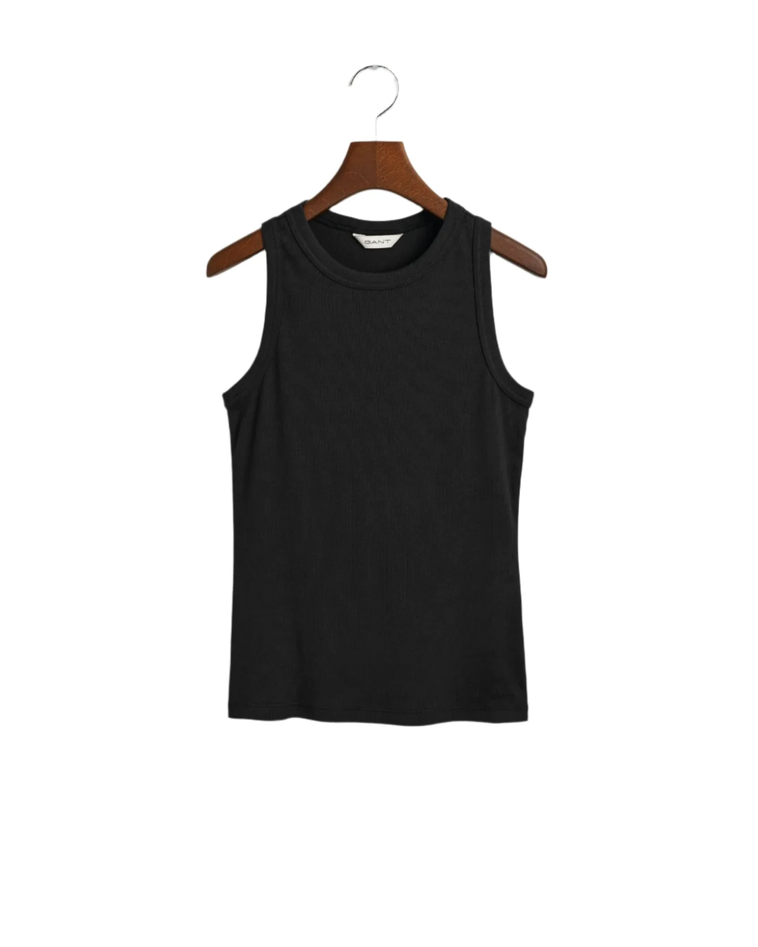 High Neck Ribbed Tank Top black